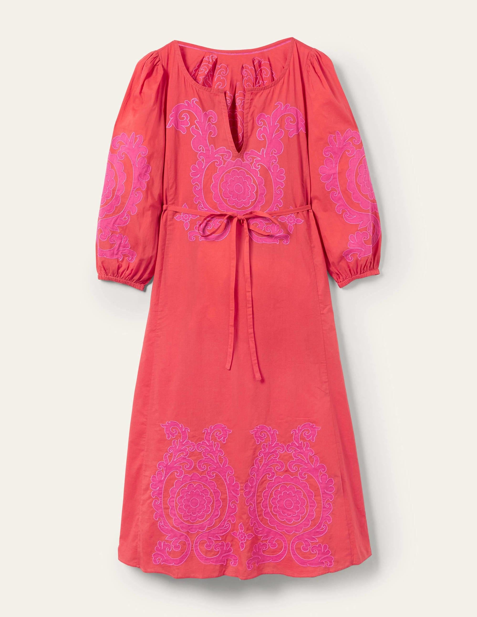 Applique Midi Dress-Bright Papaya - Image 7