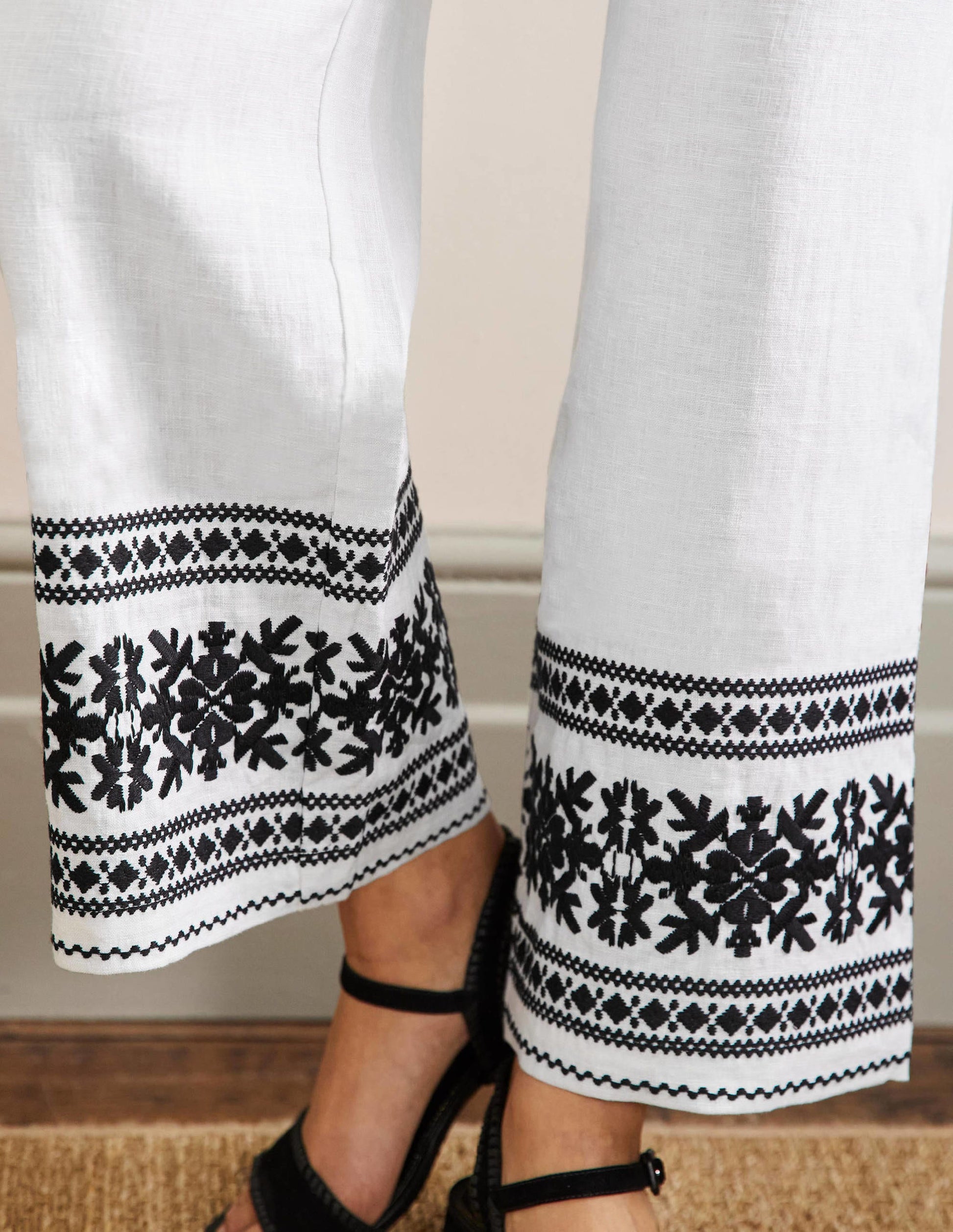 Embroidered Strappy Jumpsuit-Ivory-2