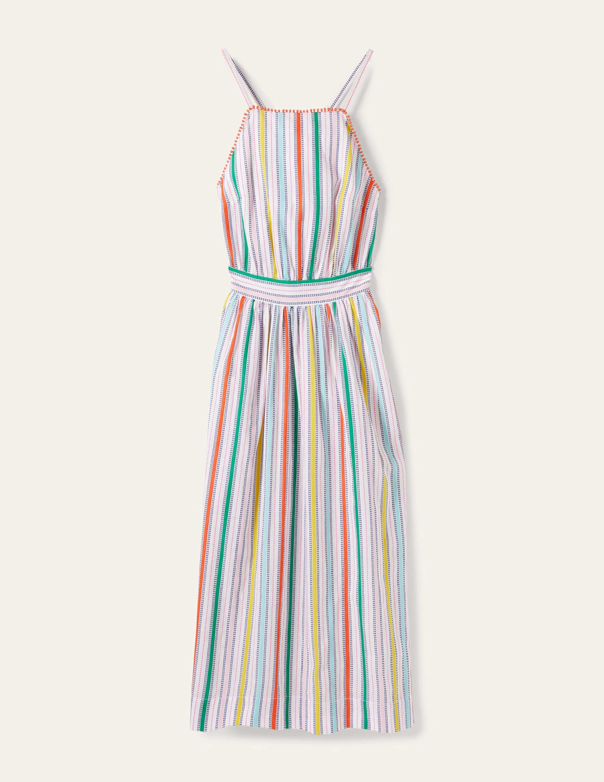 Stripe Halterneck Midi Dress-Sweetcorn and Green Pepper - Image 6