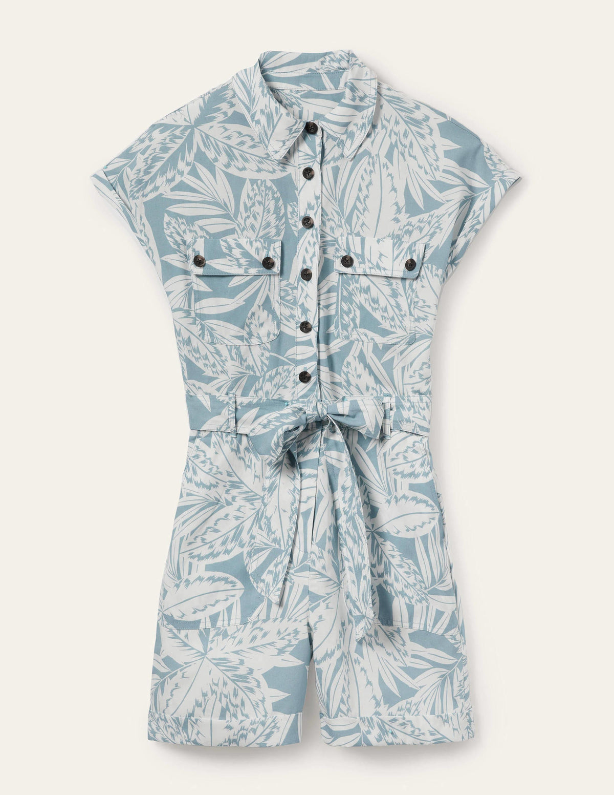 Pocket Detail Romper-Mountain Spring, Exotic Leaves - Image 5