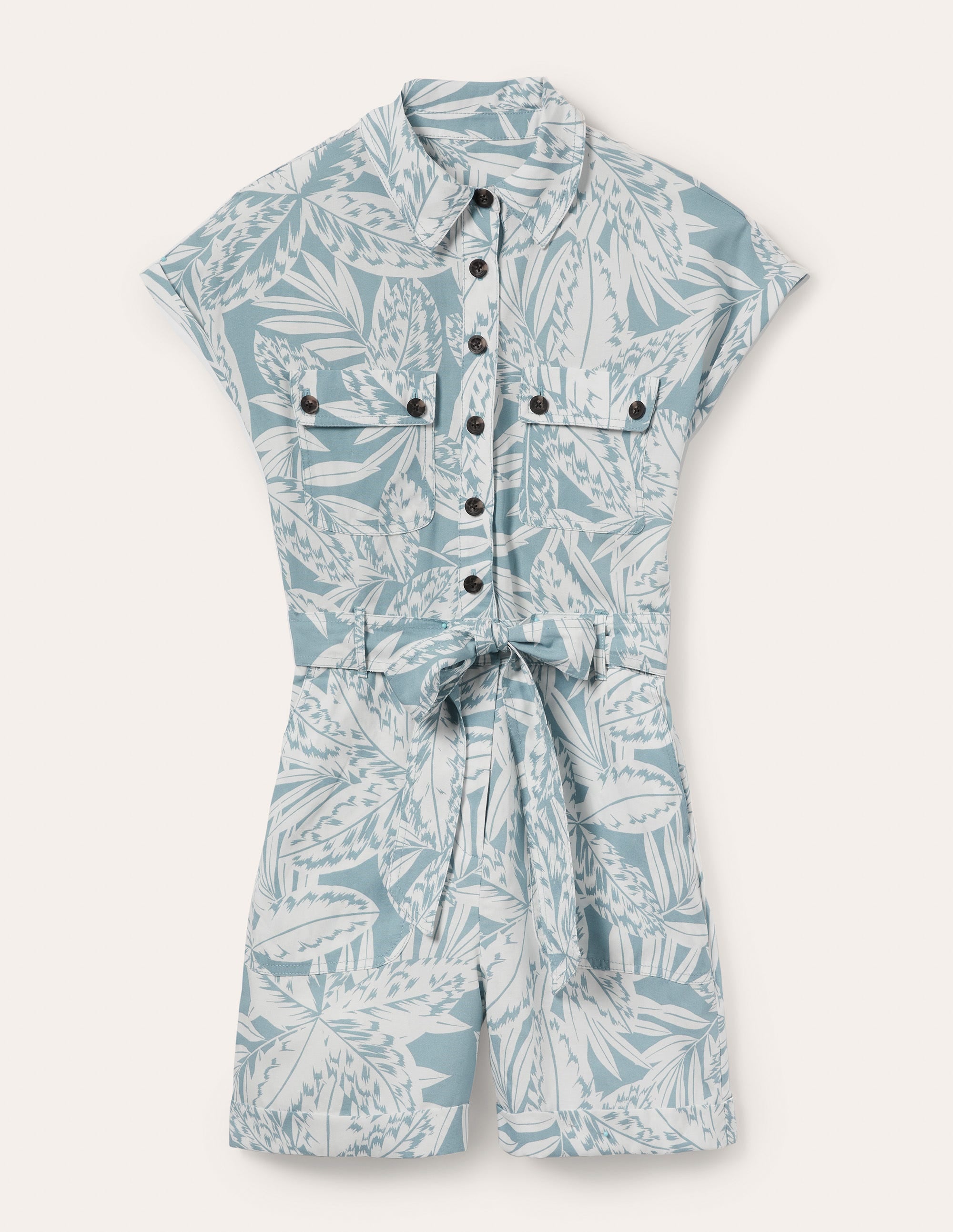 Pocket Detail Romper-Mountain Spring, Exotic Leaves - Image 6