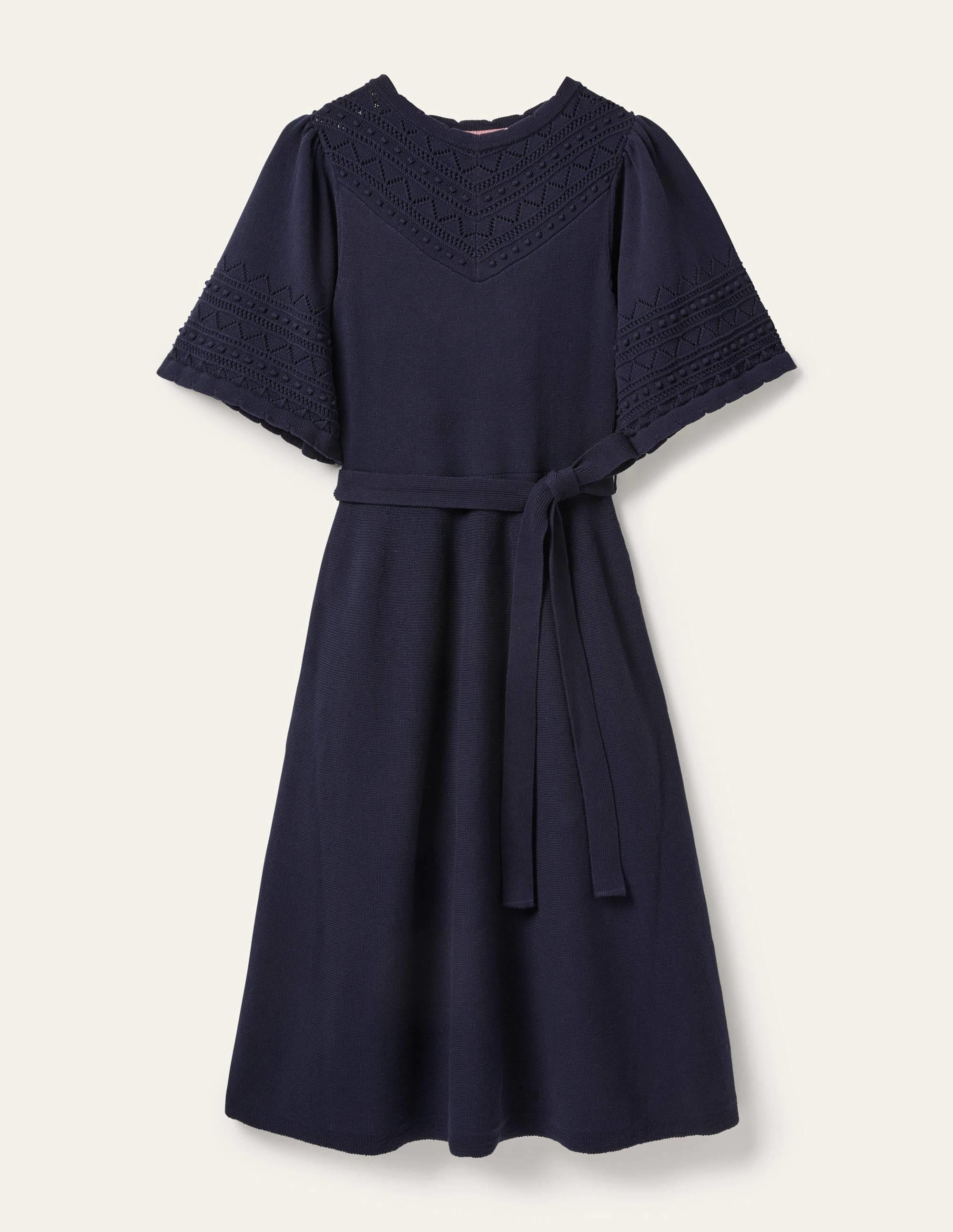 Wide Sleeve Knitted Dress-Navy - Image 6