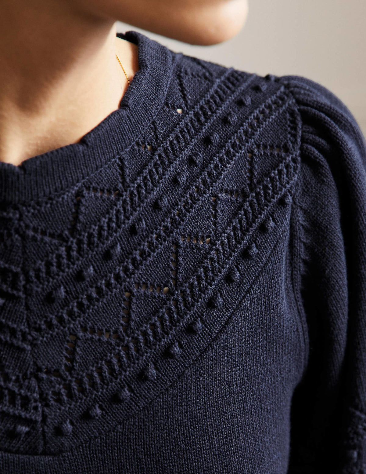 Wide Sleeve Knitted Dress-Navy - Image 5