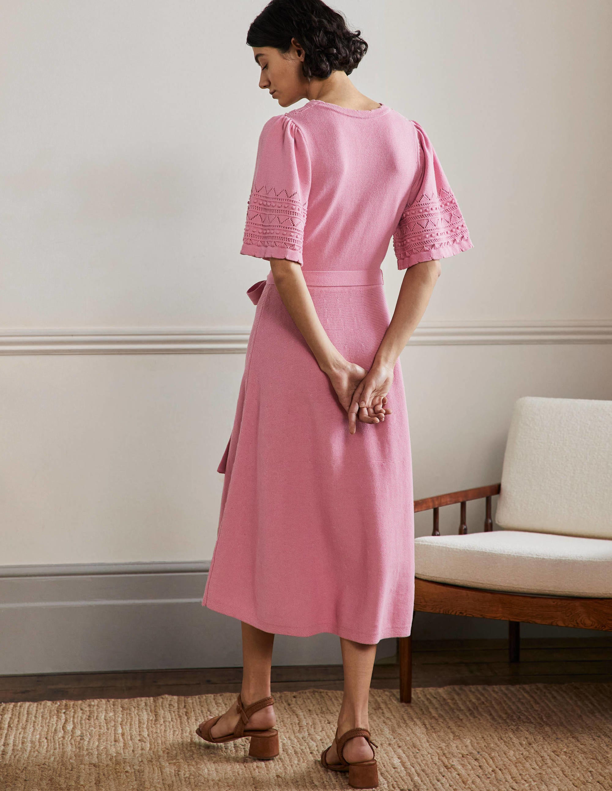Wide Sleeve Knitted Dress-Formica Pink - Image 3