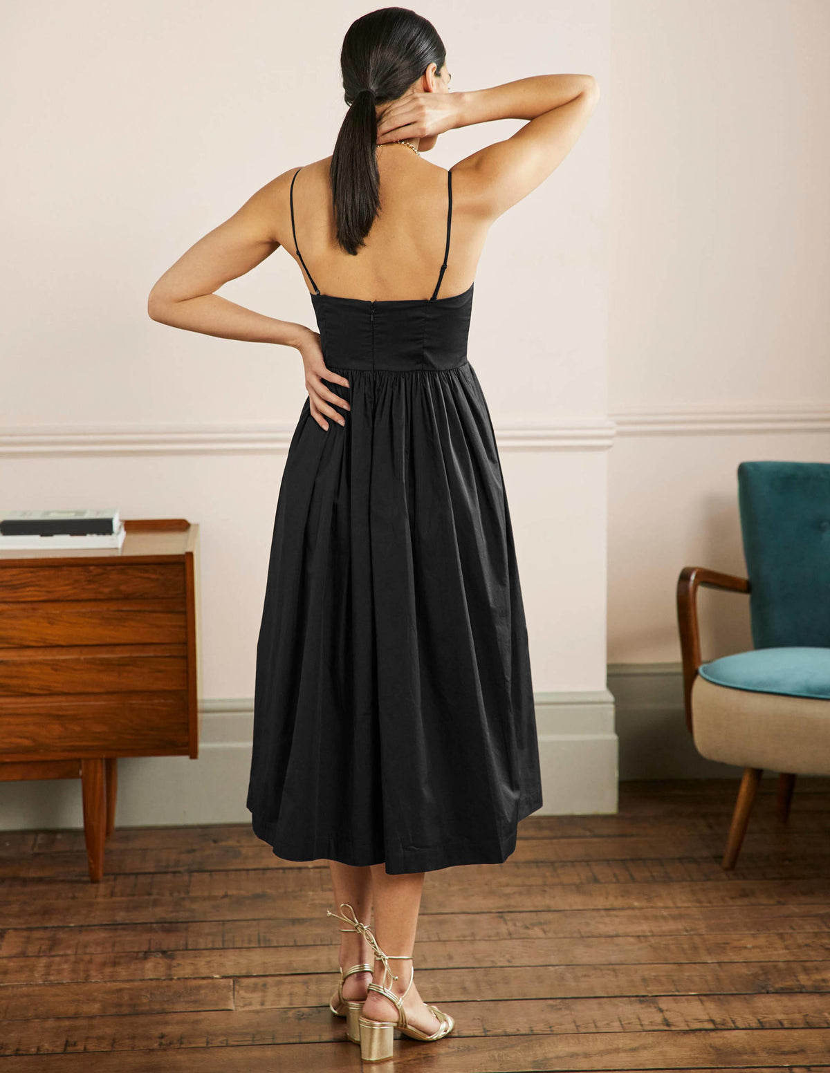 Emily Strapless Midi Dress-Black-3