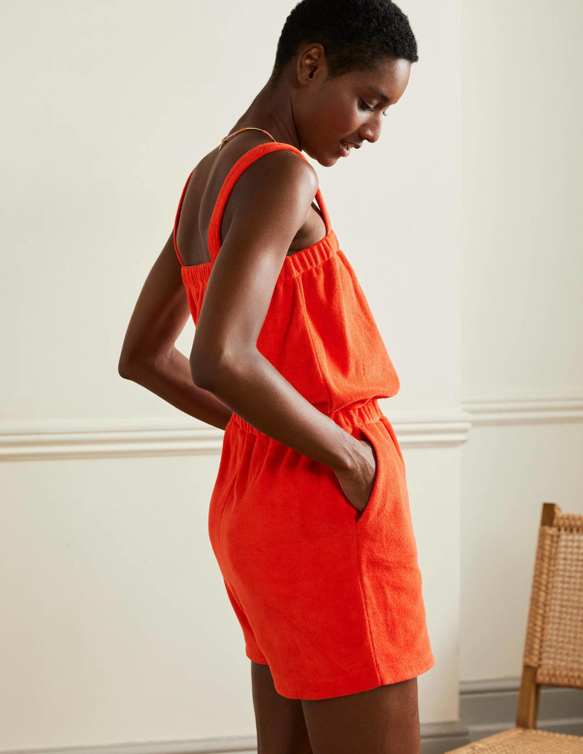 Erica Towelling Romper-Papaya - Image 4