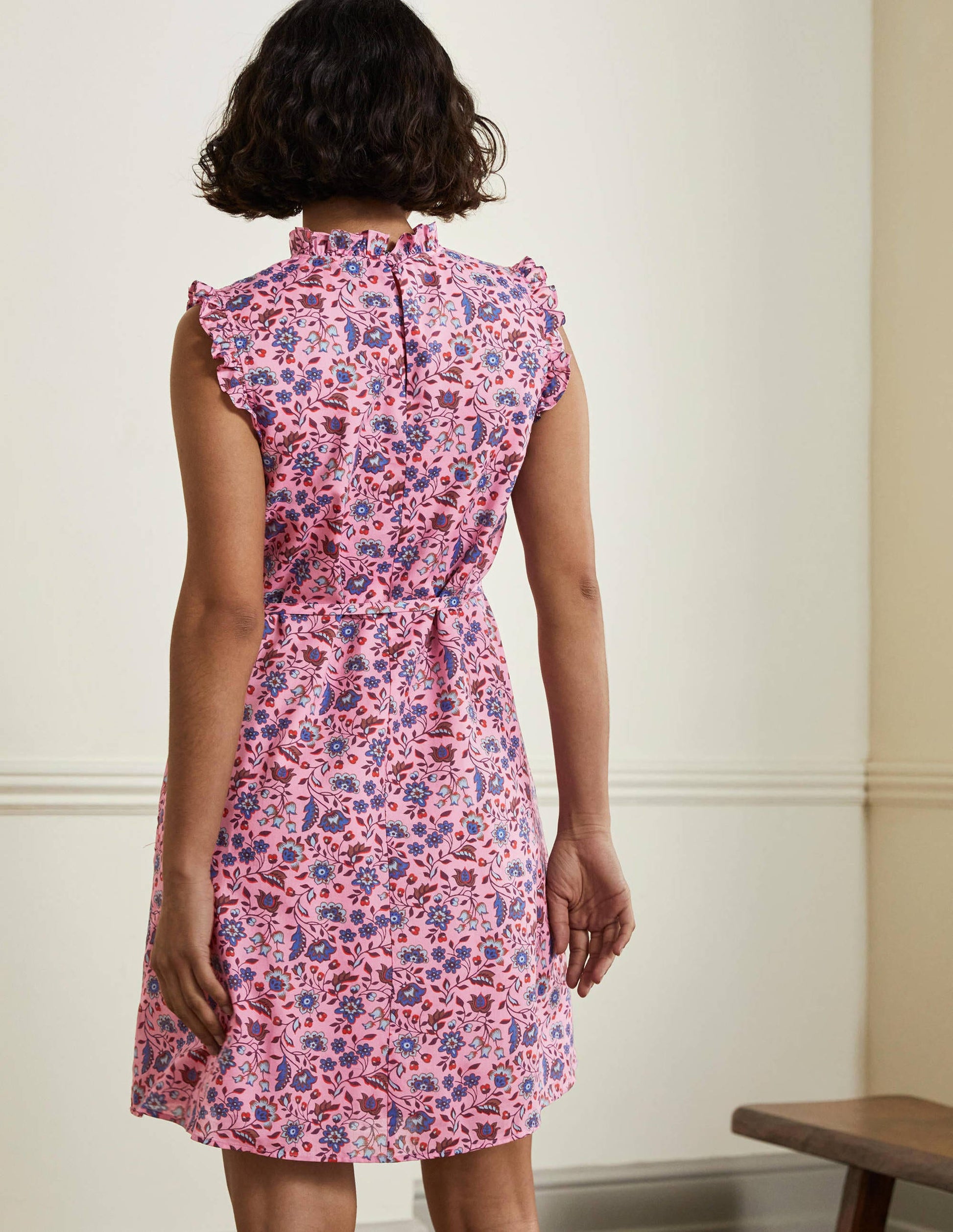 Sleeveless Smocked Mini Dress-Formica Pink Oriental Meadow-3
