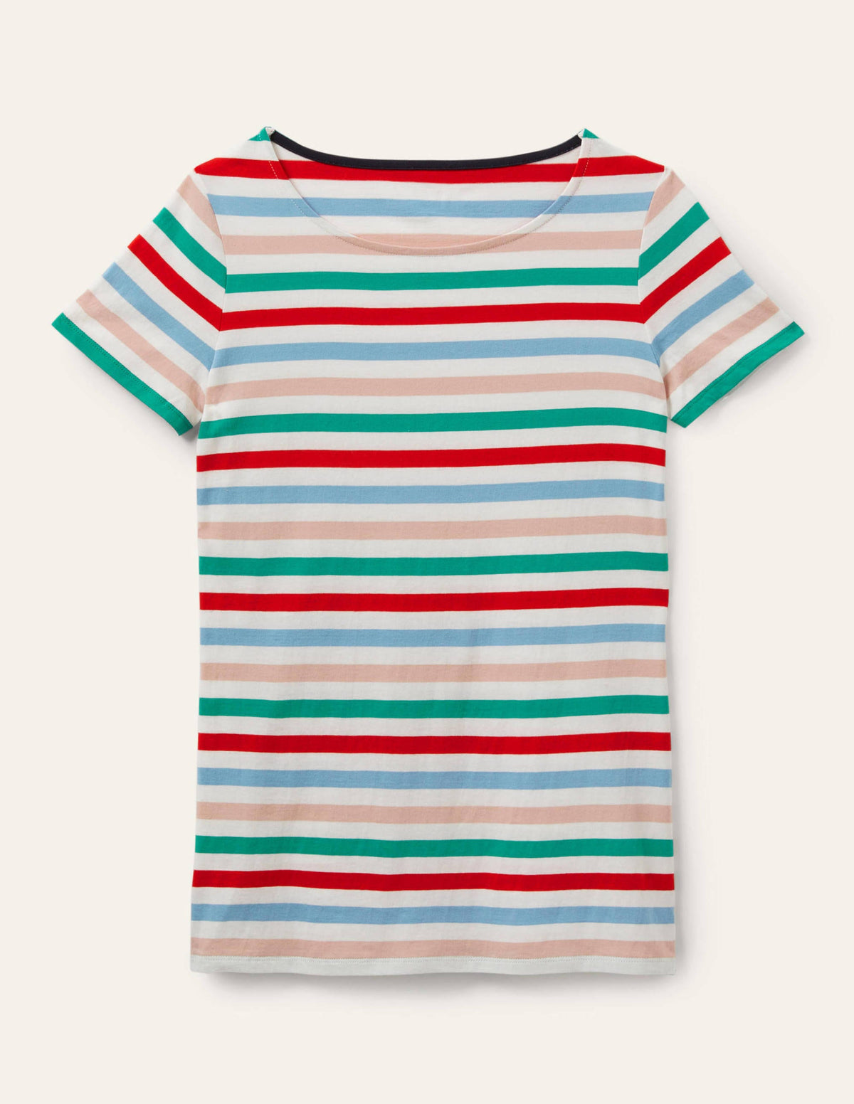 Short Sleeve Breton T-Shirt-Clover / Dusty Blue Stripe-5