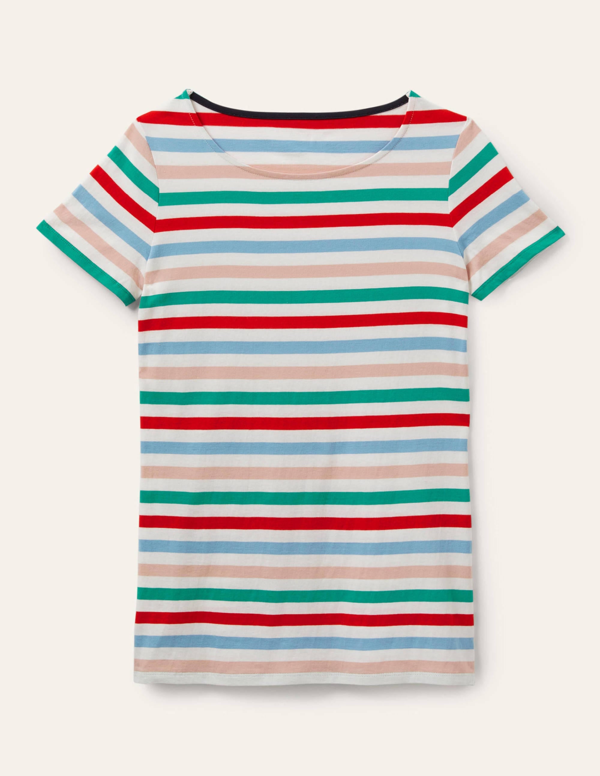 Short Sleeve Breton T-Shirt-Clover / Dusty Blue Stripe - Image 5