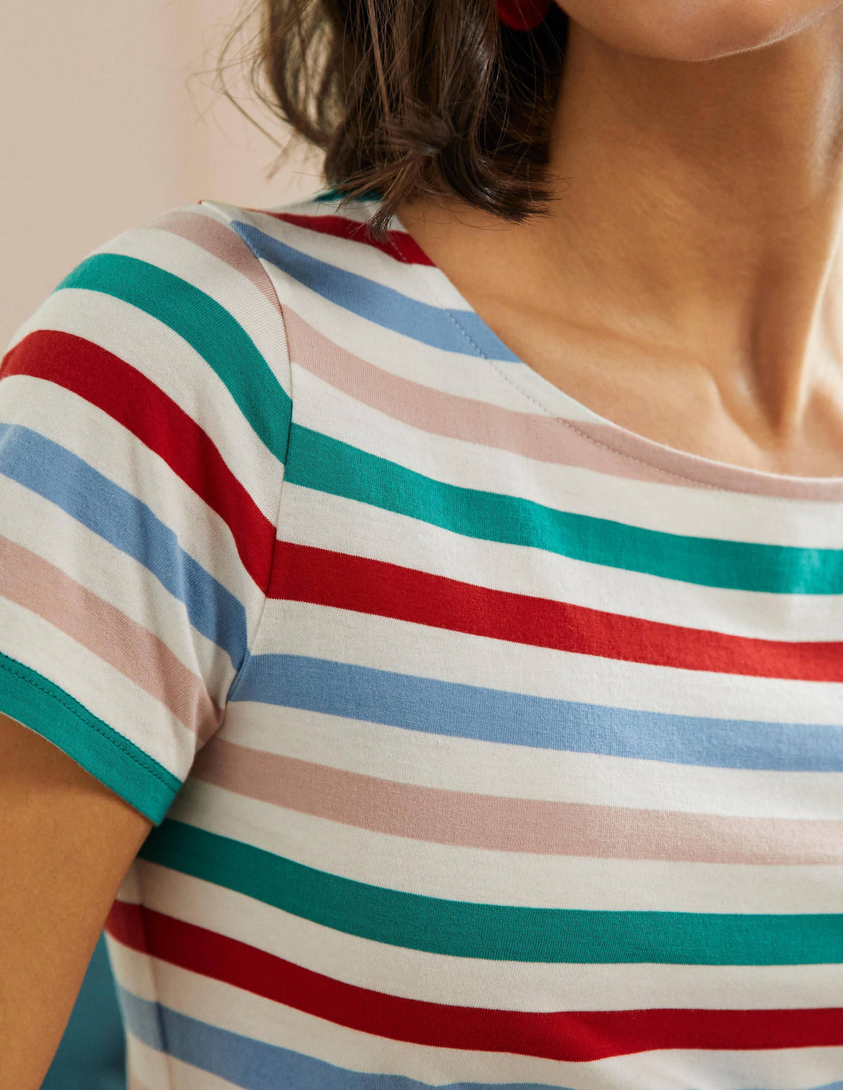 Short Sleeve Breton T-Shirt-Clover / Dusty Blue Stripe-2