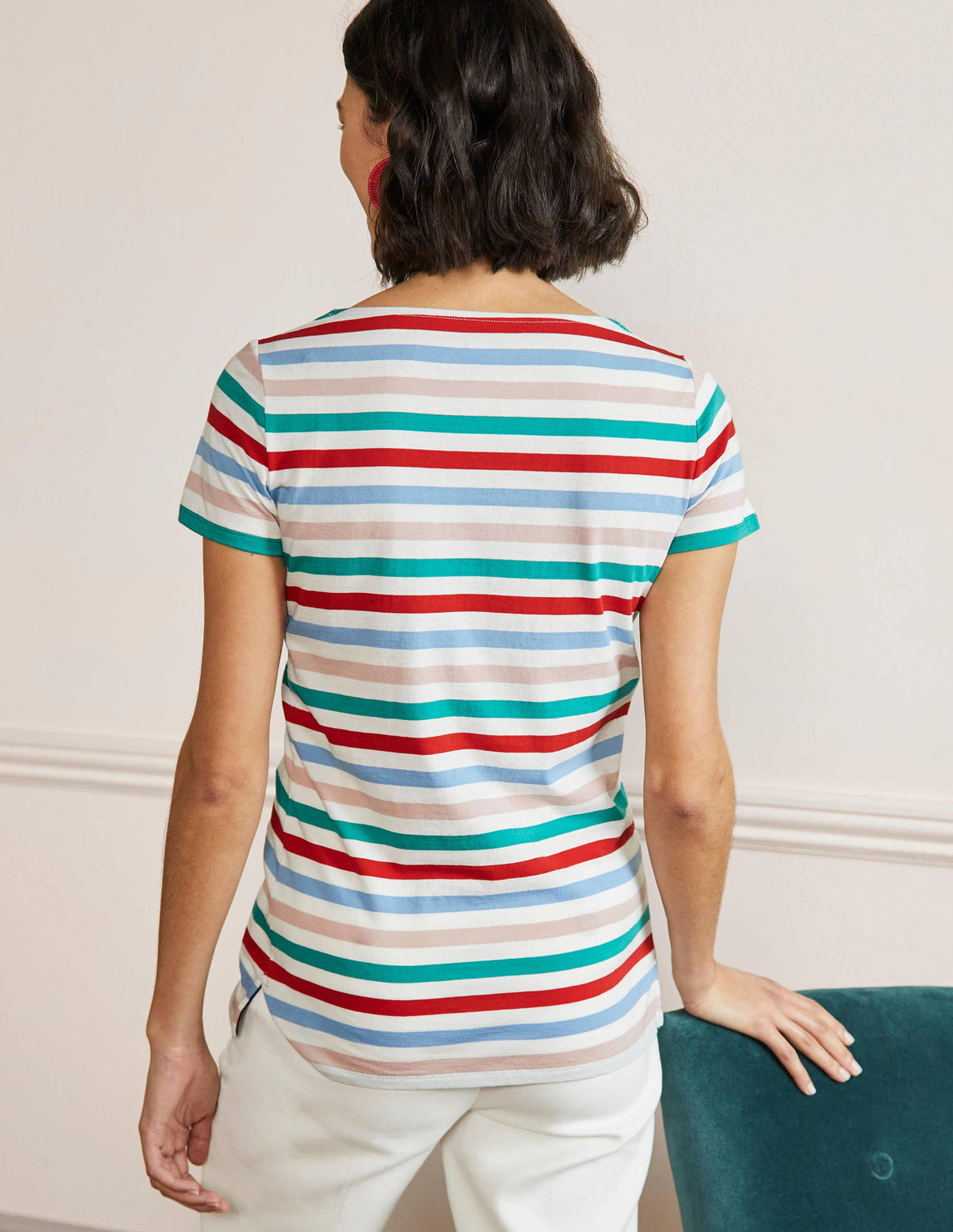 Short Sleeve Breton T-Shirt-Clover / Dusty Blue Stripe - Image 3