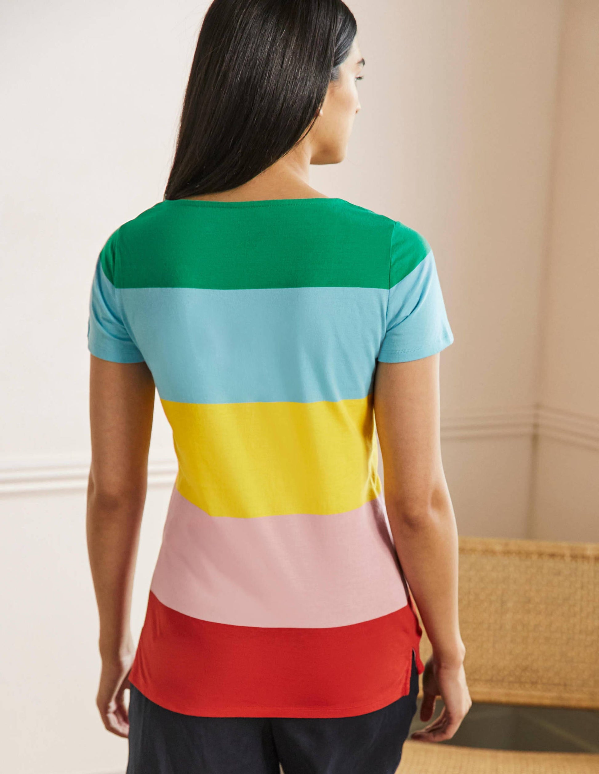 Short Sleeve Breton T-Shirt-Rainbow Wide Stripe-3