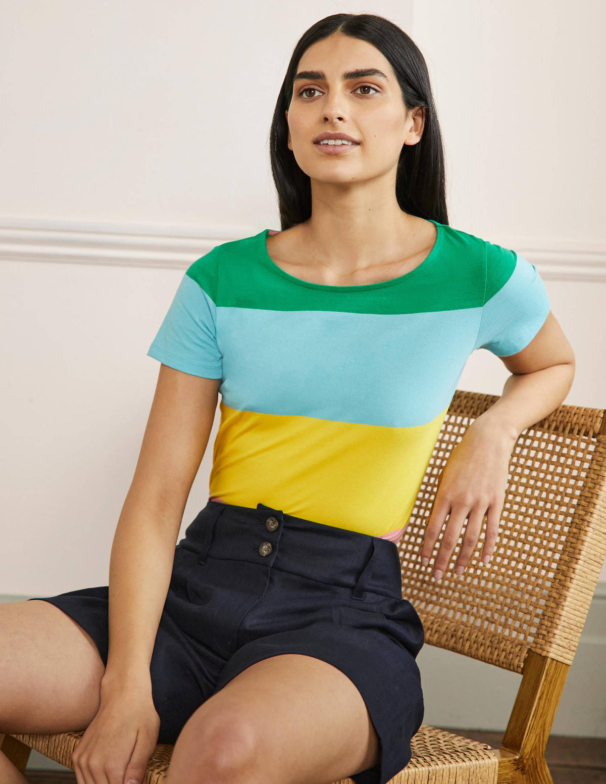 Short Sleeve Breton T-Shirt-Rainbow Wide Stripe-4