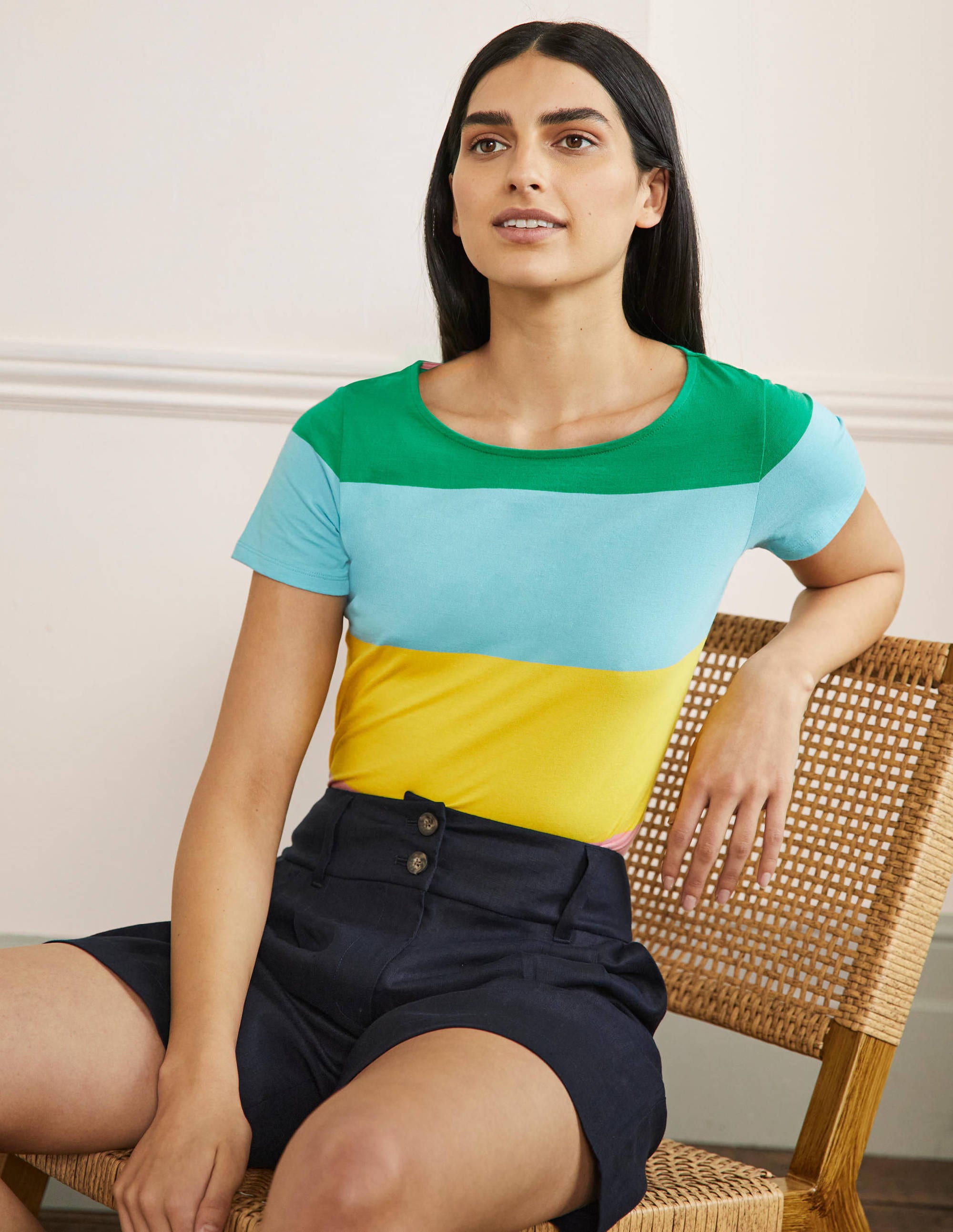 Short Sleeve Breton T-Shirt-Rainbow Wide Stripe - Image 4