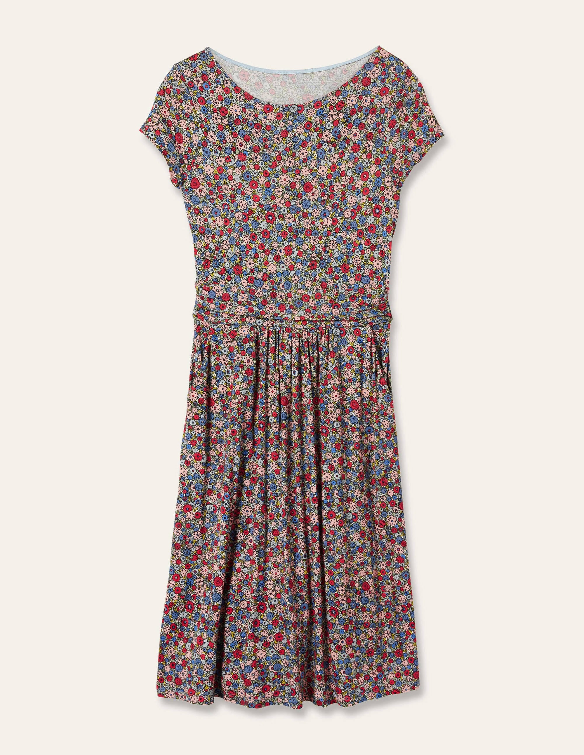Amelie Jersey Dress-Riviera Blue, Floret Cluster - Image 5