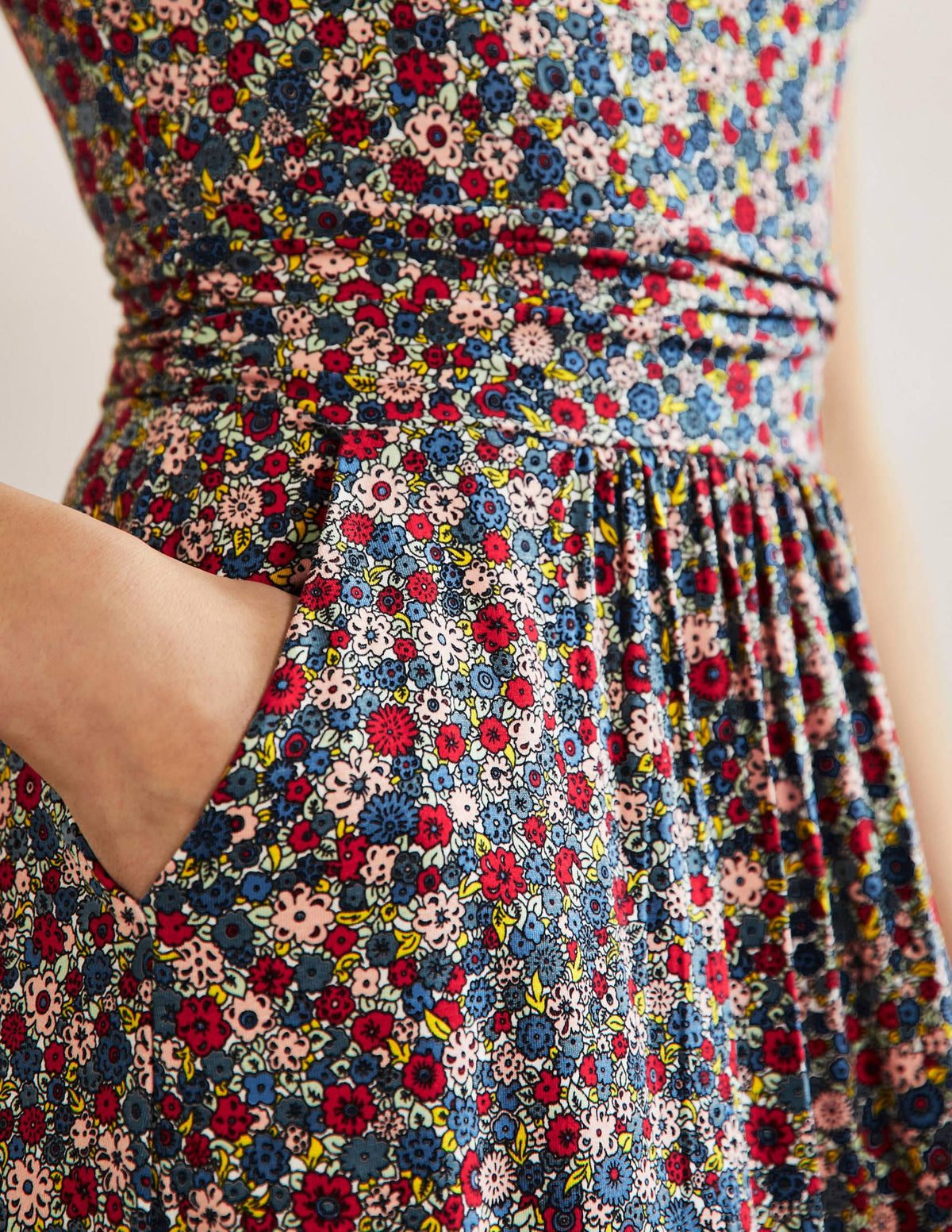 Amelie Jersey Dress-Riviera Blue, Floret Cluster - Image 2