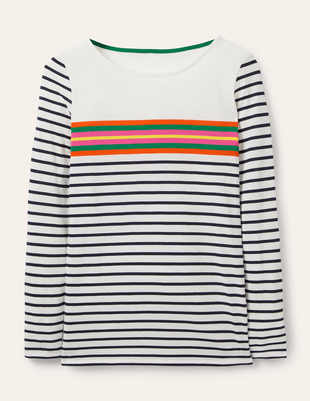 Long Sleeve Breton Top-Tropical Chest Stripe-6