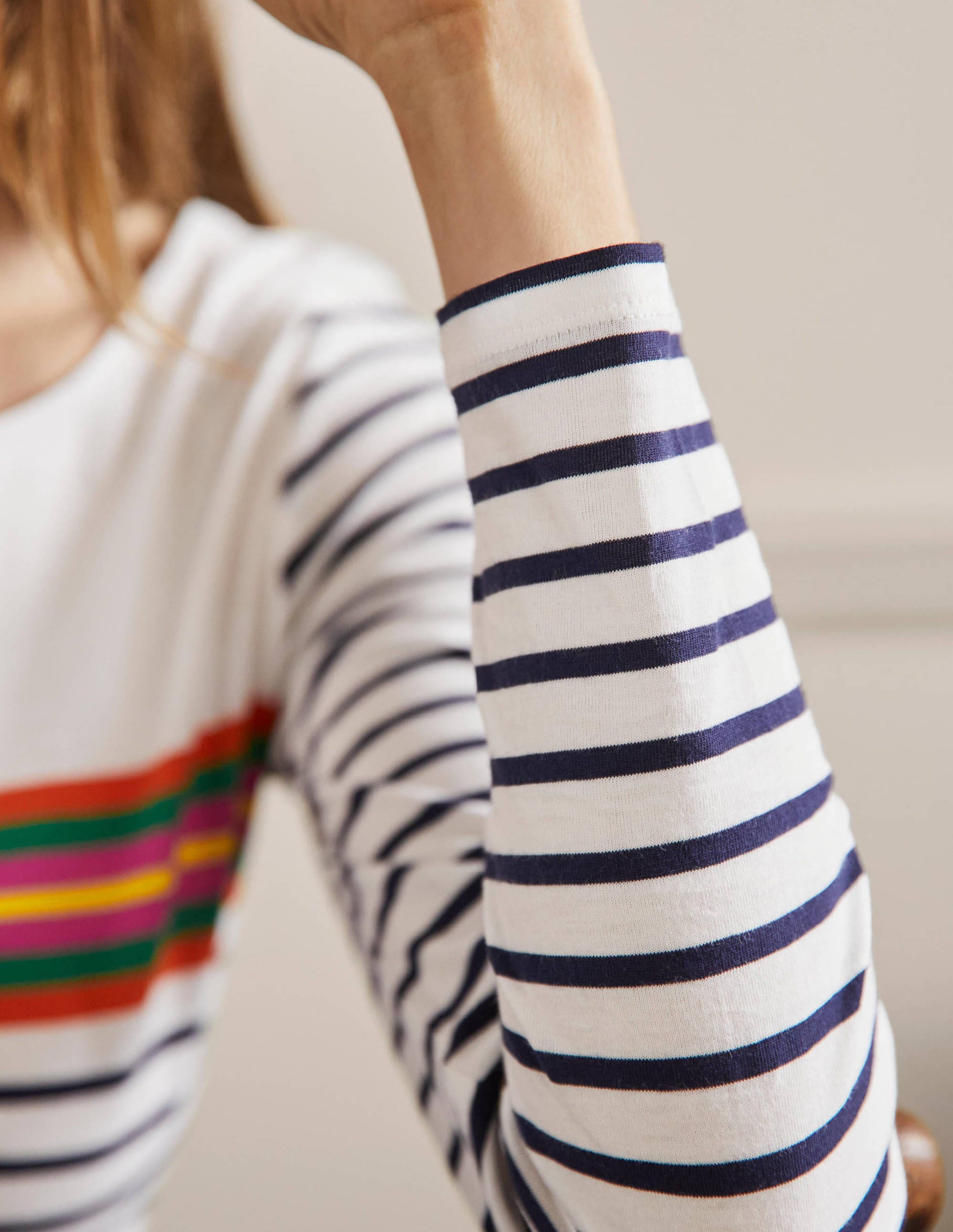 Long Sleeve Breton Top-Tropical Chest Stripe - Image 2