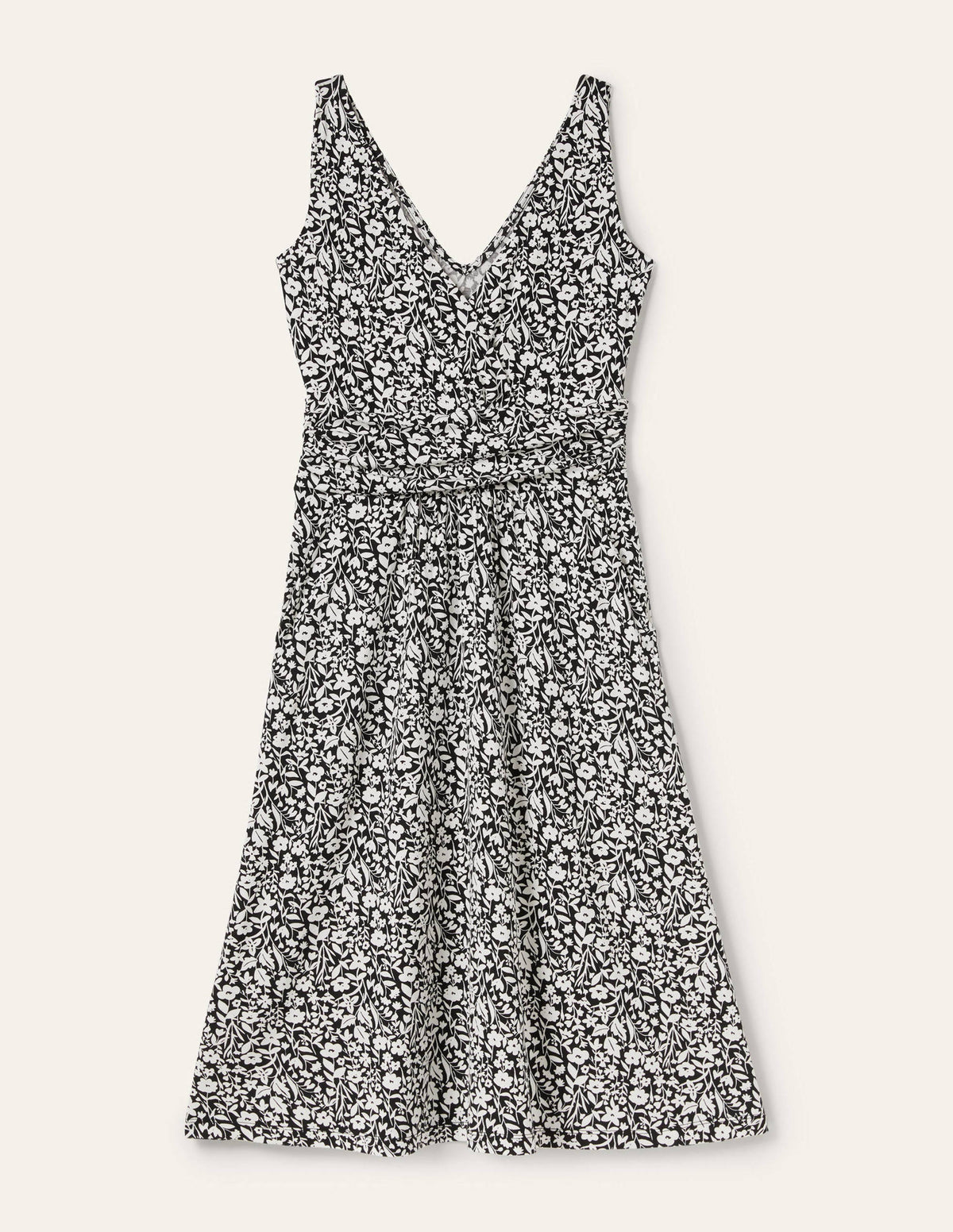 Effie V-Neck Jersey Dress-Black Wildflower Sprig-6