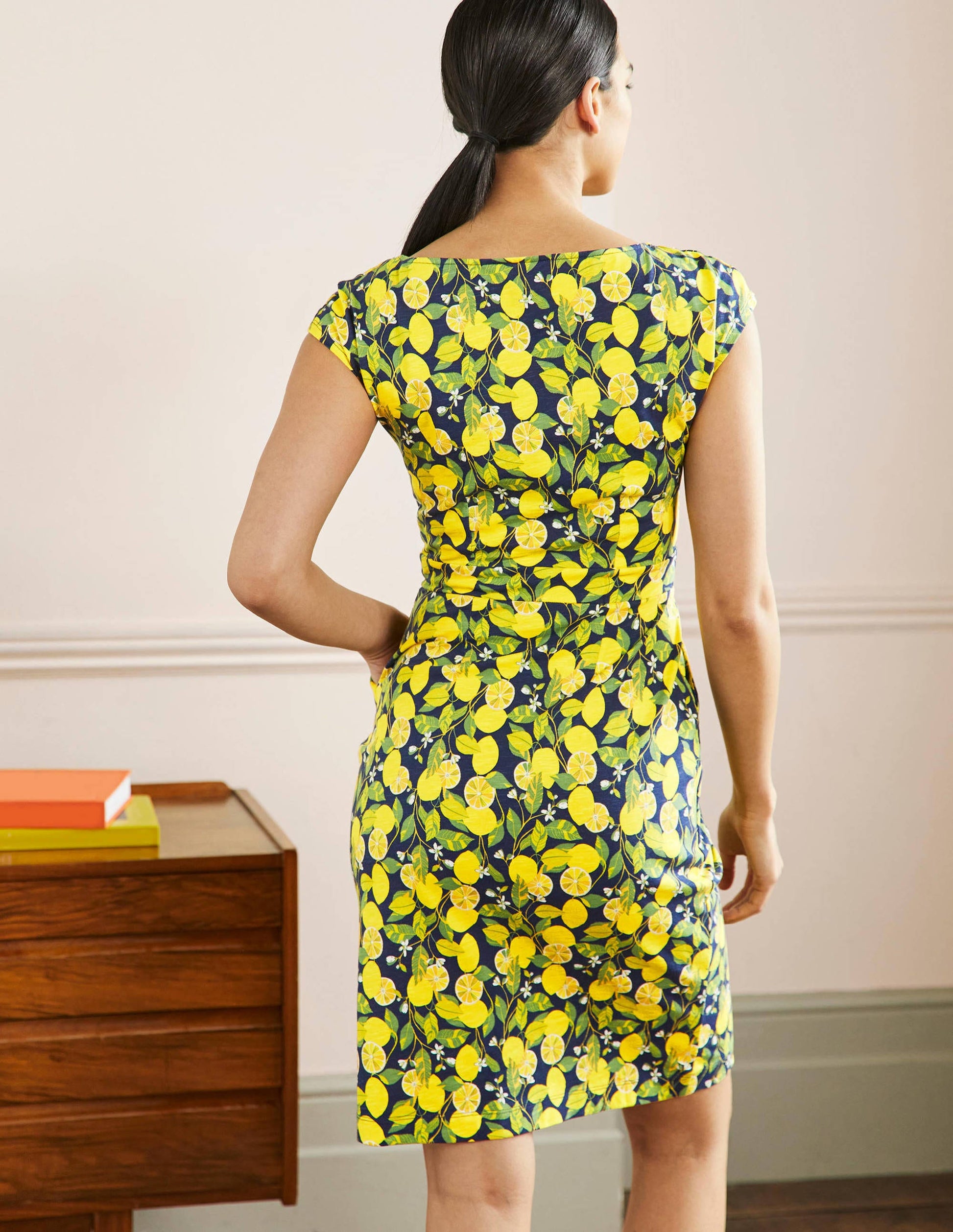 Florrie Jersey Dress-French Navy, Lemon Vine-3