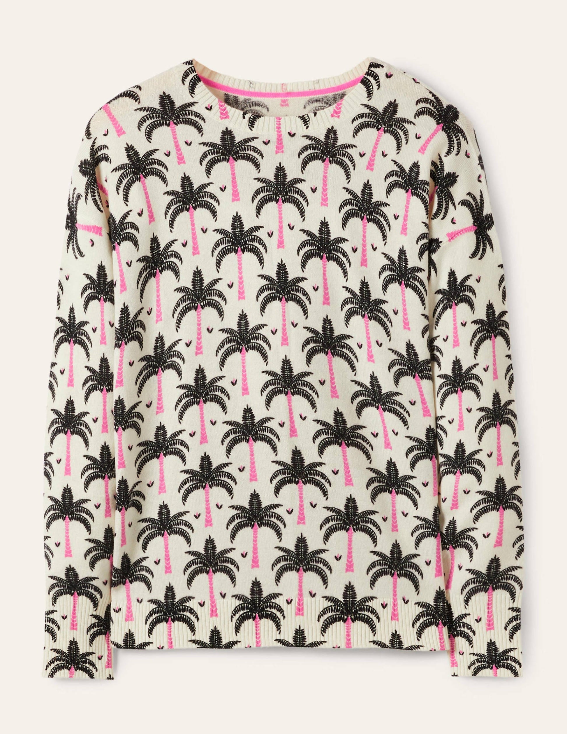 Margot Cashmere Sweater-Ivory, Paradise Palm-5