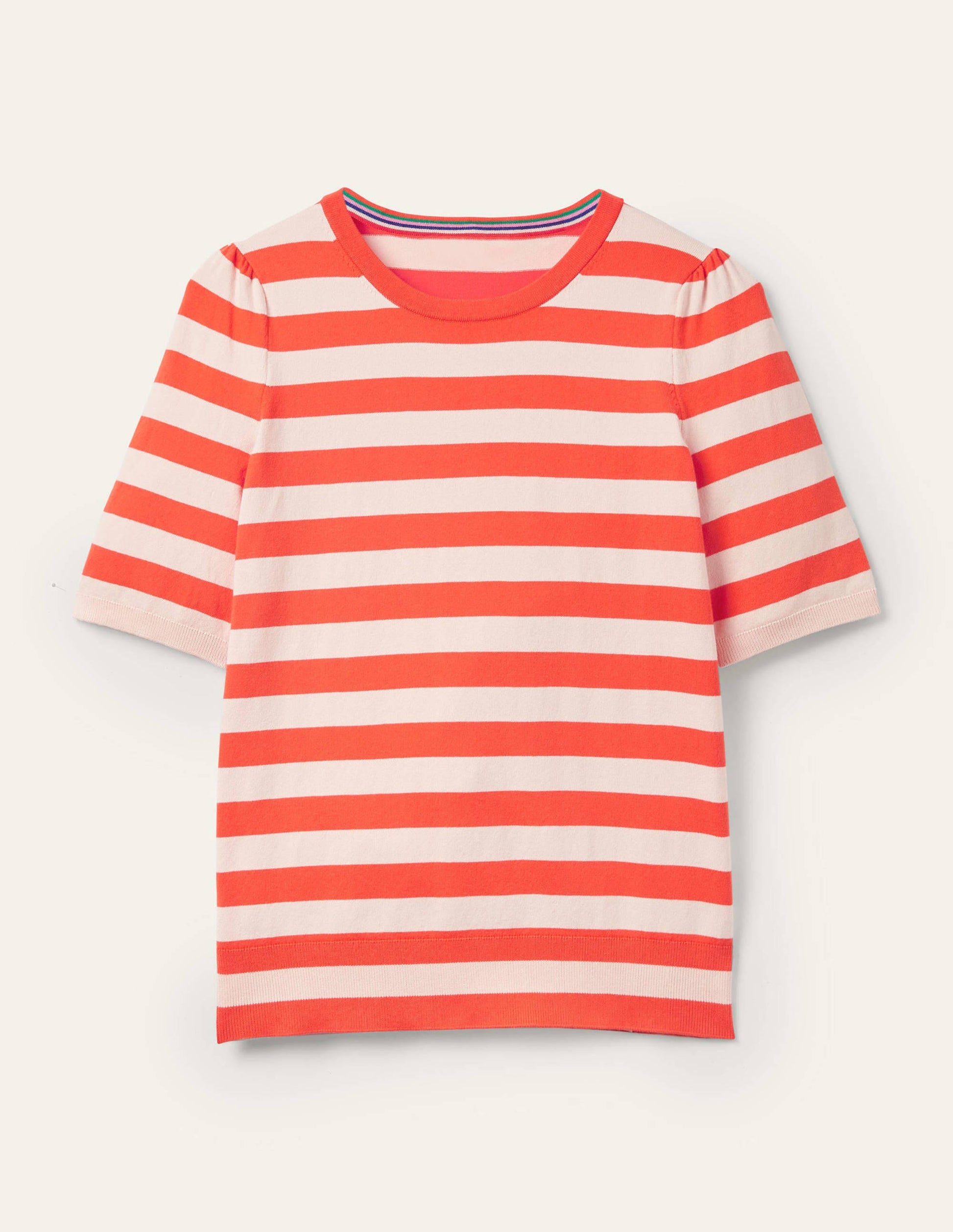 Cotton Crew Knitted Top-Milkshake, Bright Papaya-5