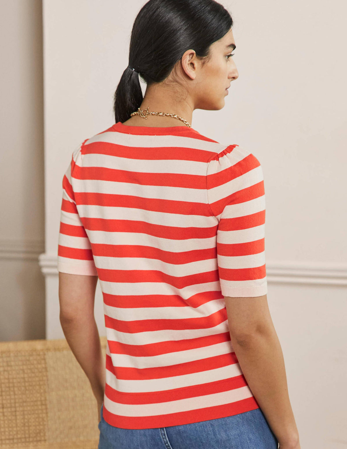 Cotton Crew Knitted Top-Milkshake, Bright Papaya - Image 3