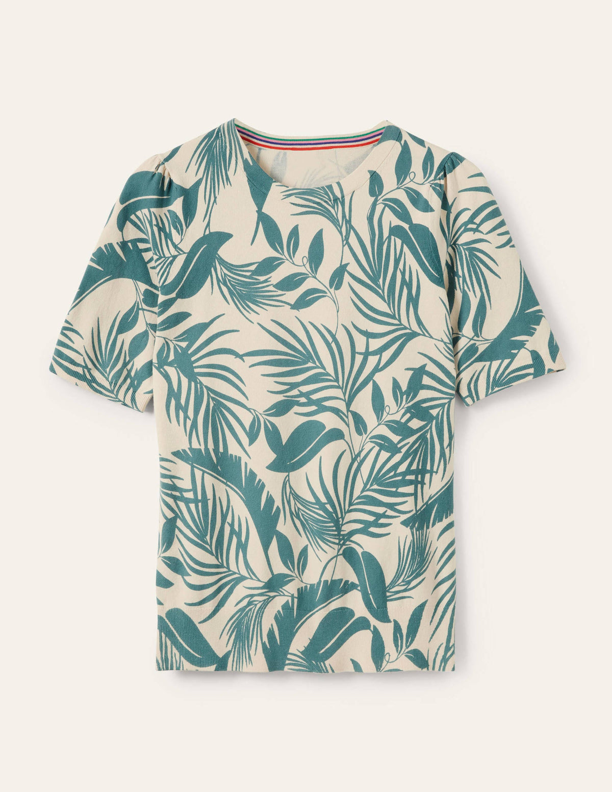 Cotton Crew Knitted Top-Milkshake, Tropic Foliage - Image 5