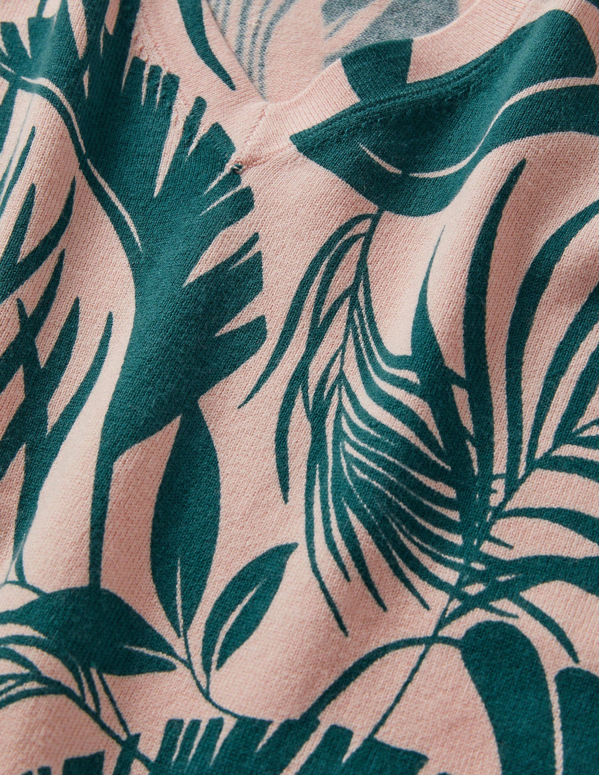 Cotton V-Neck Sweater-Milkshake, Tropic Foliage-6