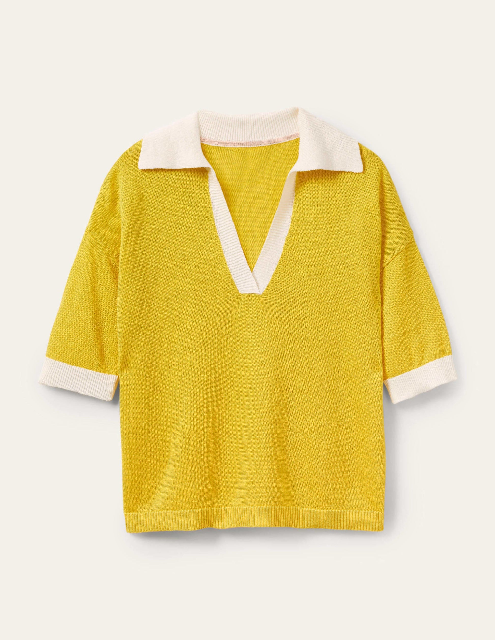 Linen Collared Sweater-Lemon Fizz, Ivory-7