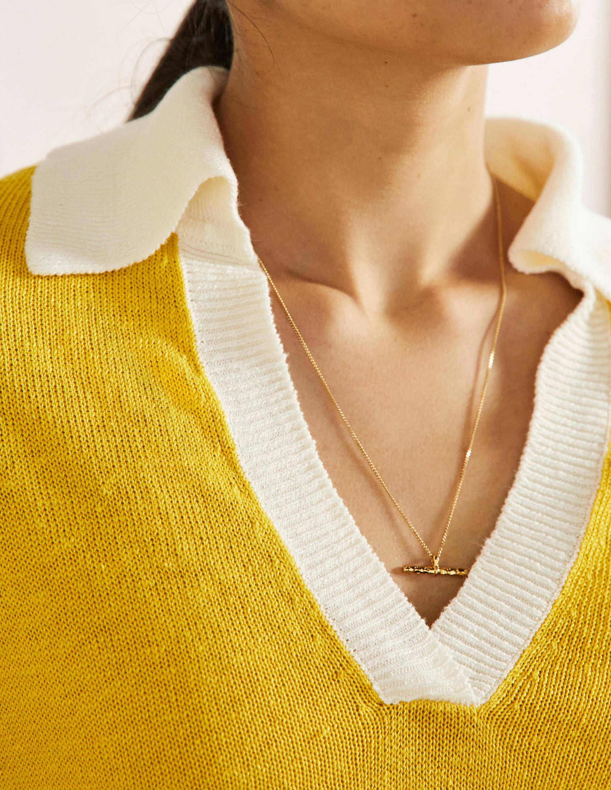 Linen Collared Sweater-Lemon Fizz, Ivory-2