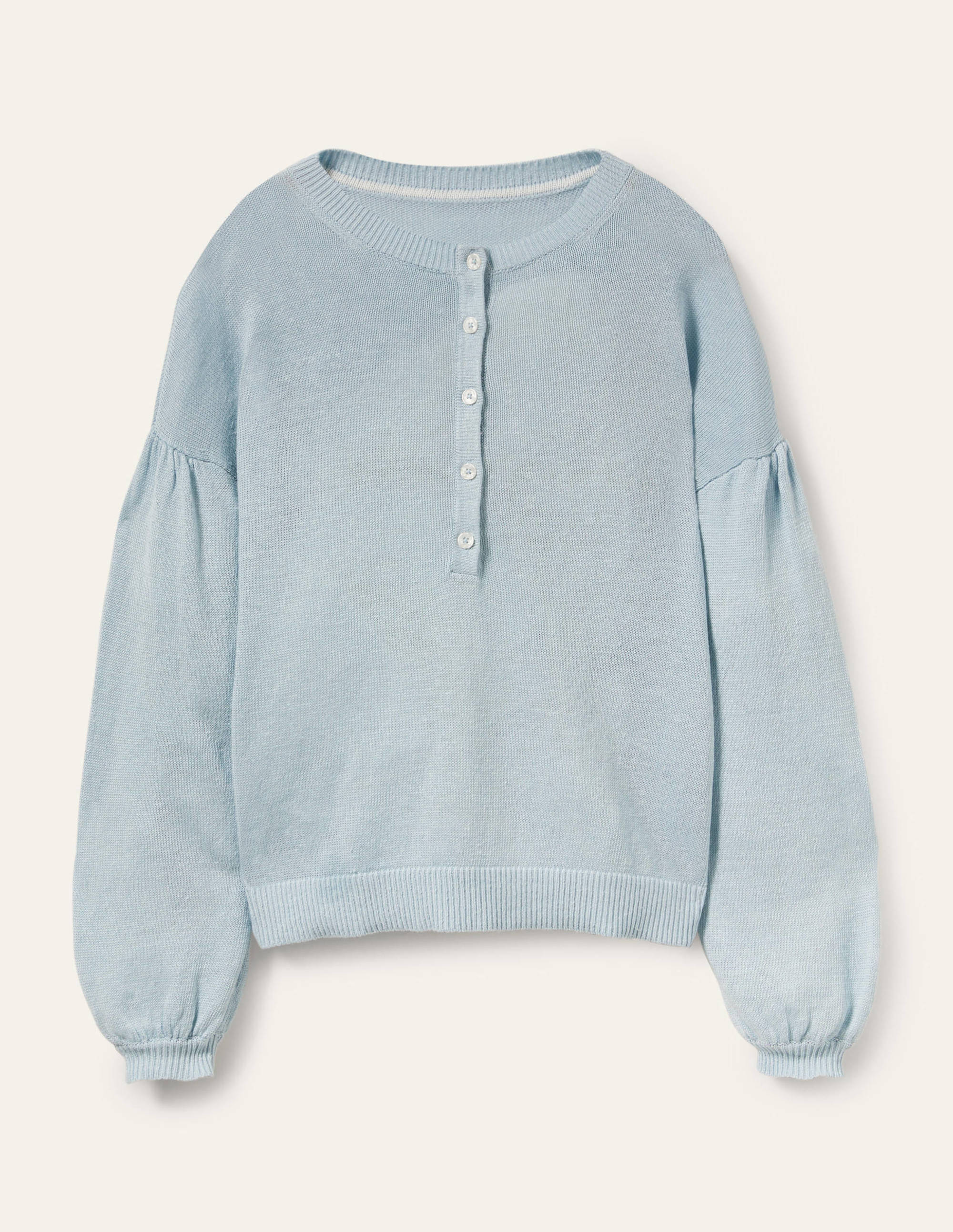 Leandra Linen Henley Sweater-Dawn Sky - Image 6