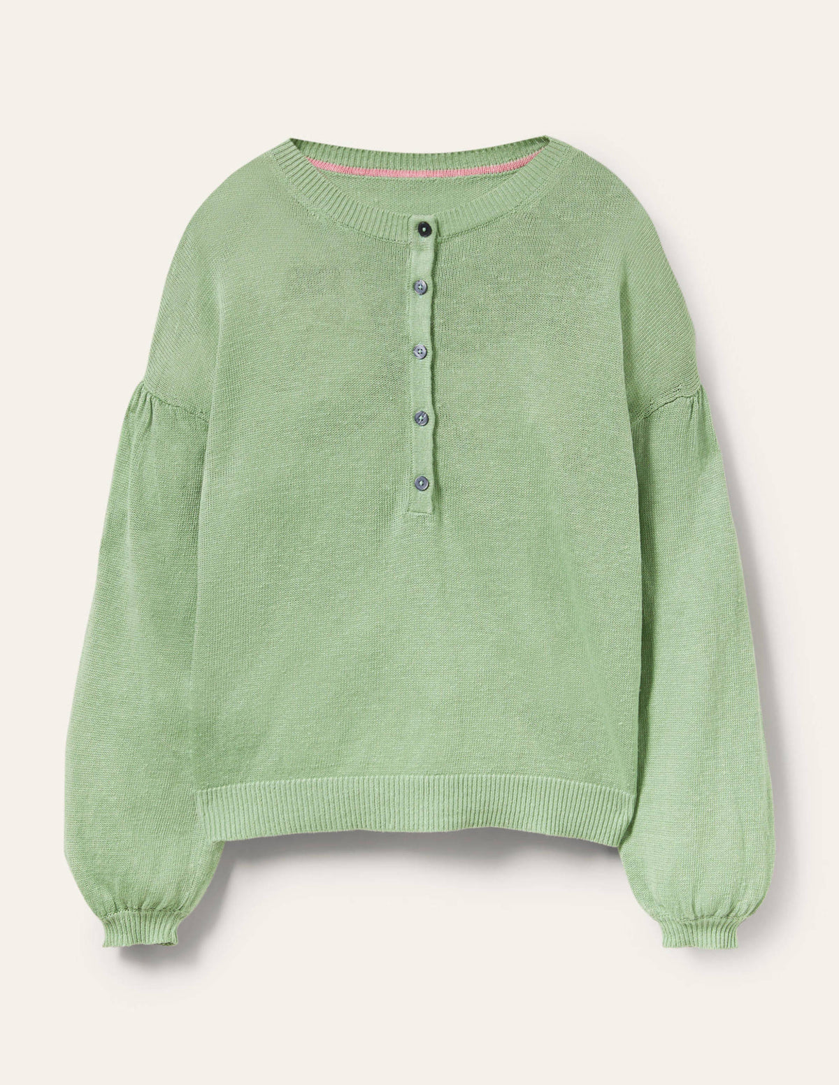 Leandra Linen Henley Sweater-Basil-7