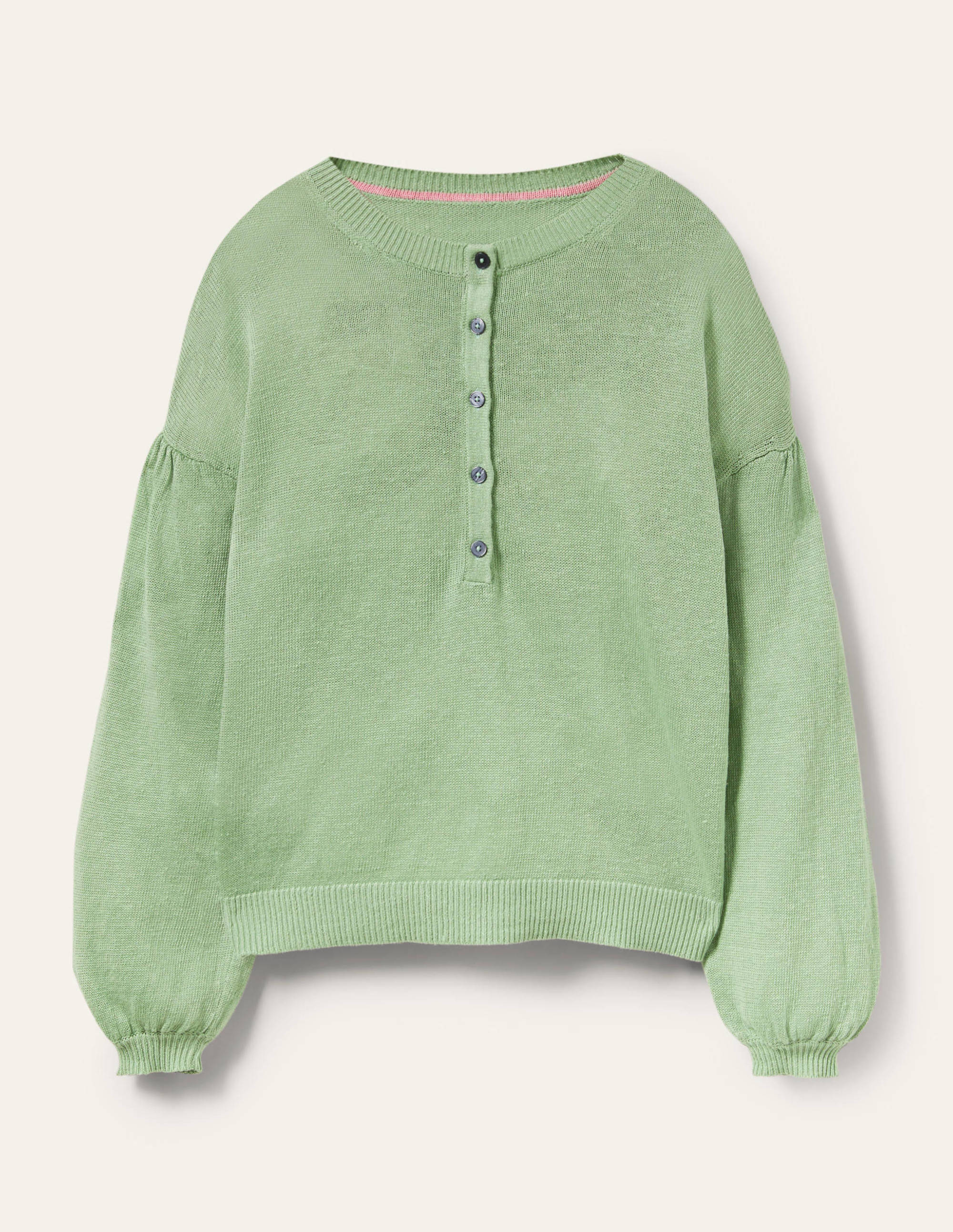 Leandra Linen Henley Sweater-Basil - Image 7