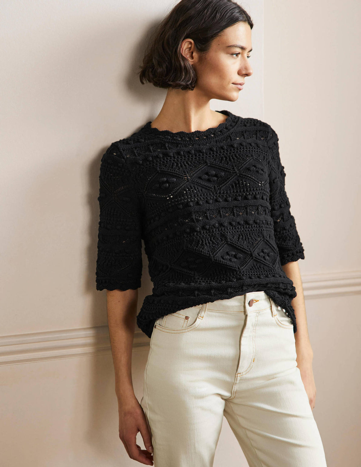 Claudia Textured Knitted Top-Black-1