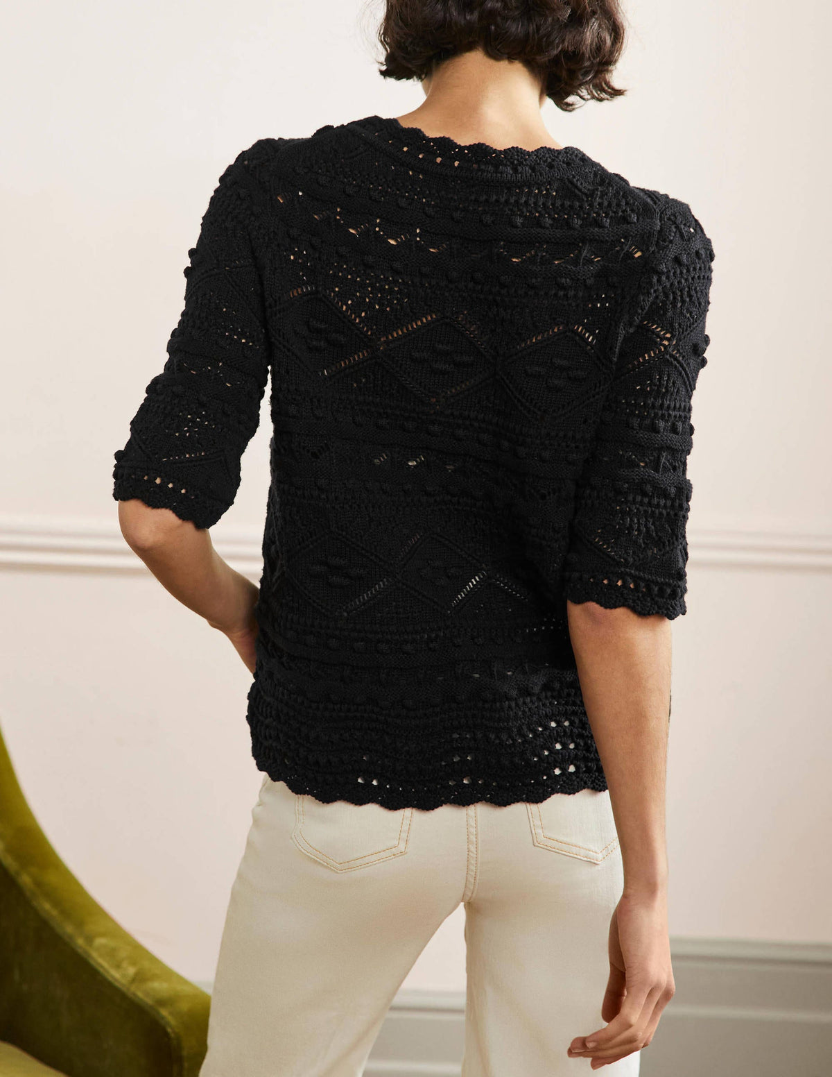 Claudia Textured Knitted Top-Black - Image 2