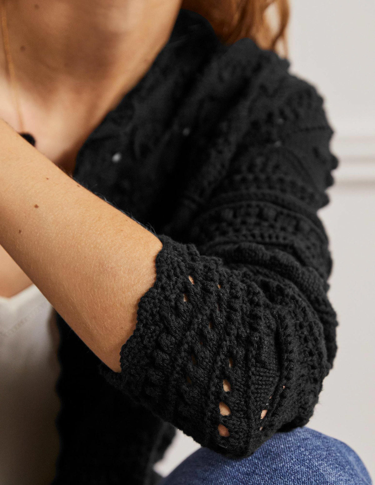 Claudia Textured Knit Cardigan-Black - Image 2