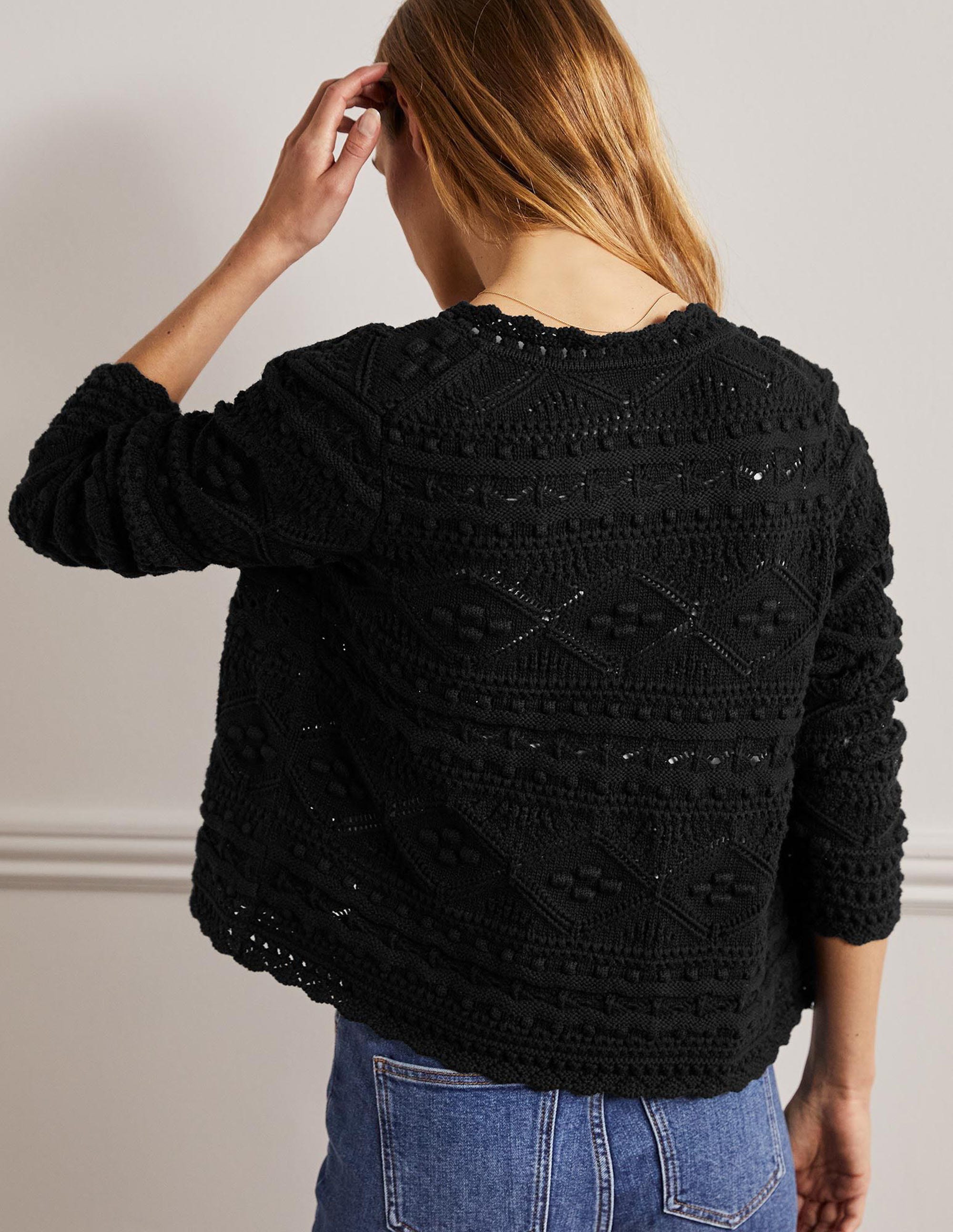 Claudia Textured Knit Cardigan-Black - Image 3