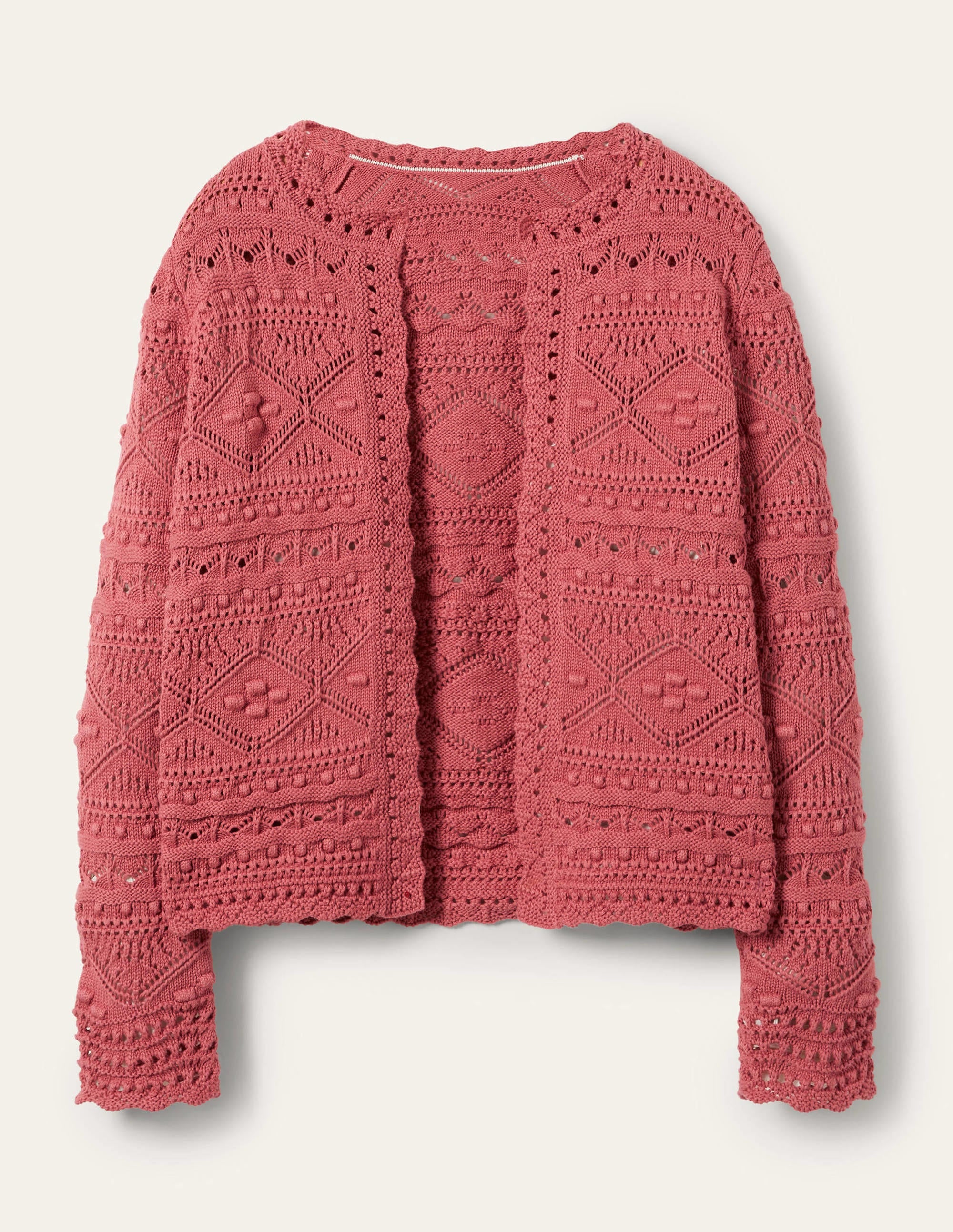 Claudia Textured Knit Cardigan-Dusty Red - Image 6