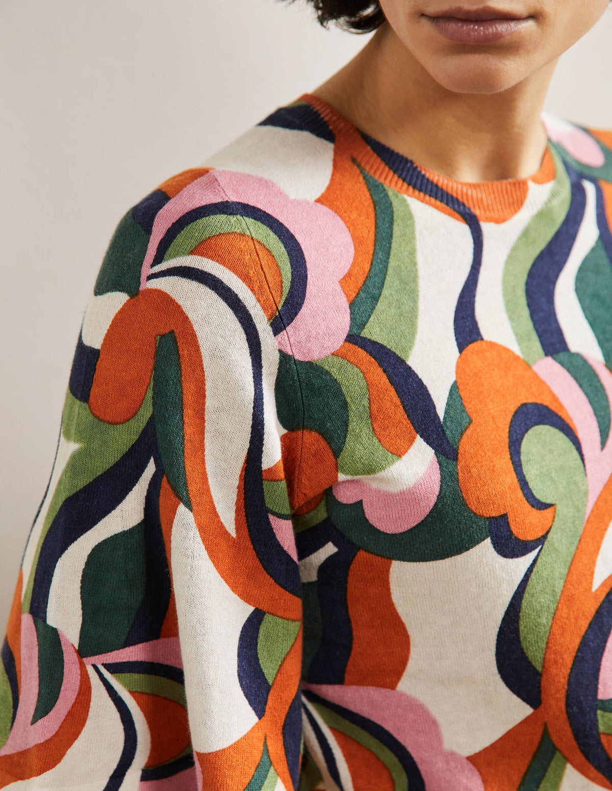 Cara Knitted T-Shirt-Abstract Swirl, Multi-2