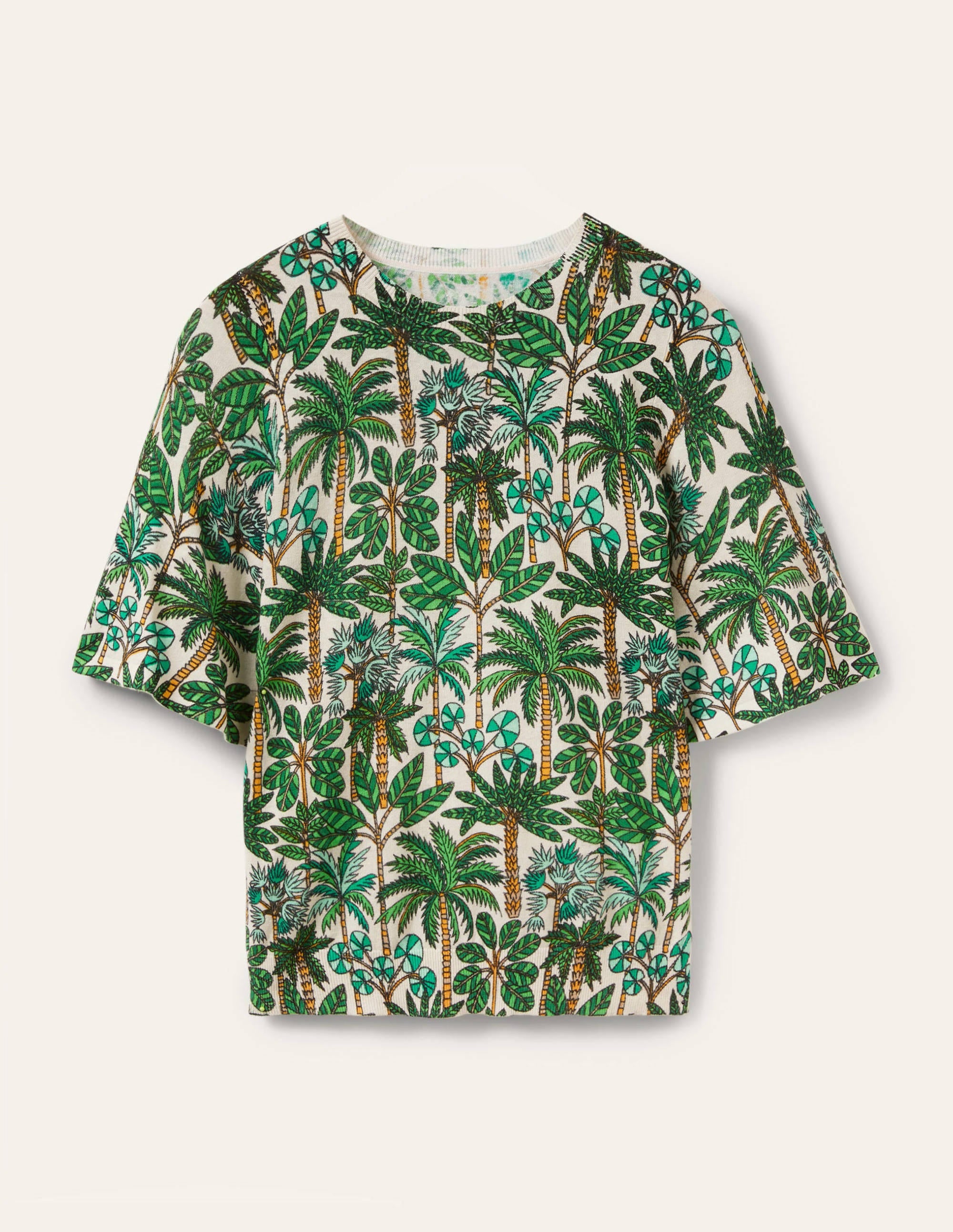 Cara Knitted T-Shirt-Ivory, Palm Forest - Image 5