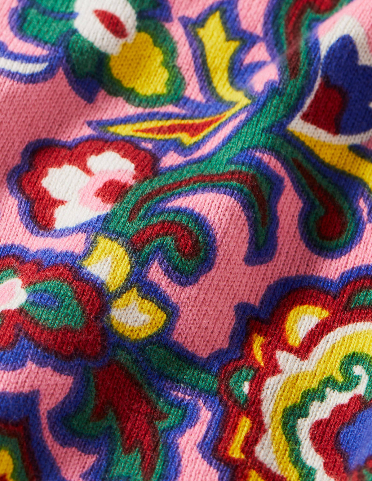Printed Cotton Sweater-Azalea, Decorative Blooms - Image 5