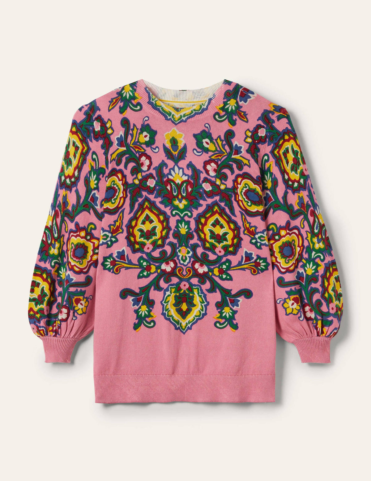 Printed Cotton Sweater-Azalea, Decorative Blooms - Image 6