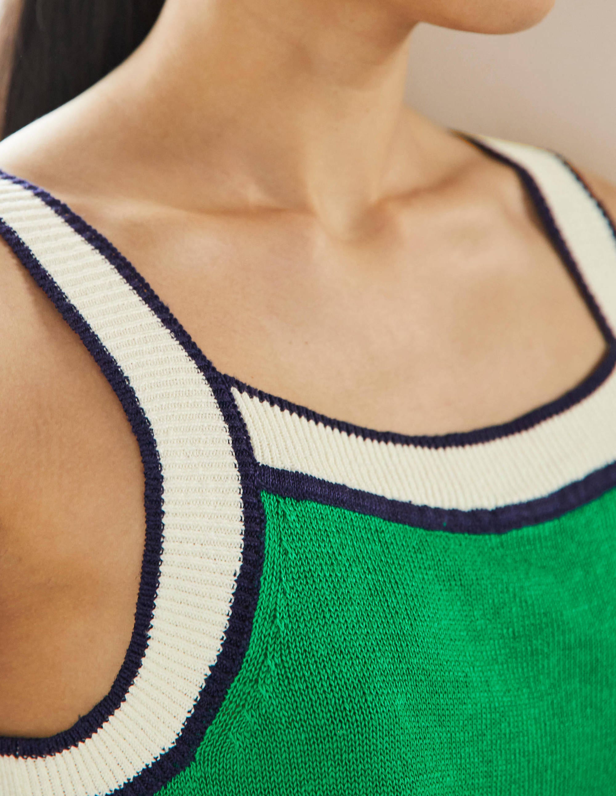 Square Neck Linen Tank-Highland Green - Image 2