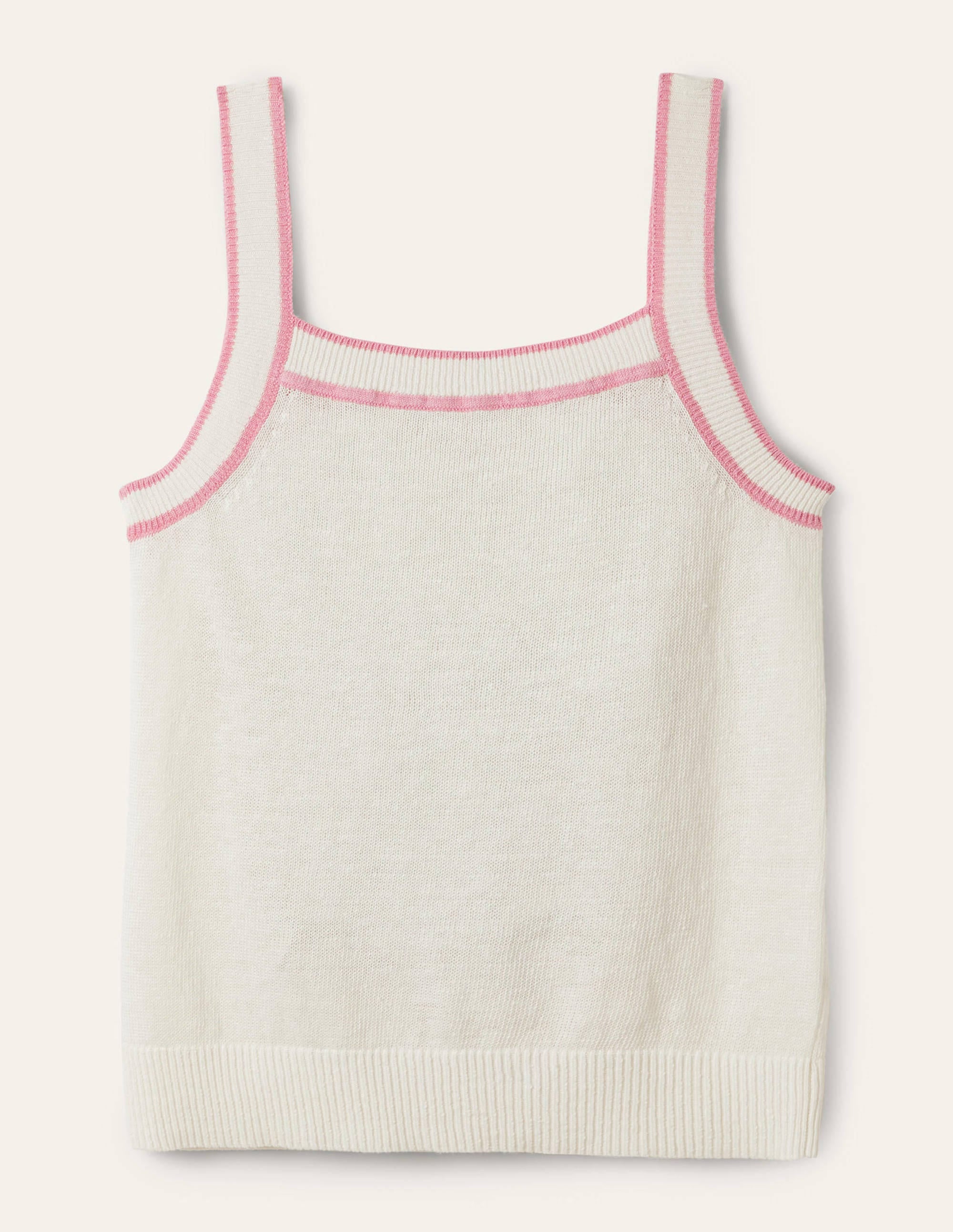 Square Neck Linen Tank-Ivory - Image 6