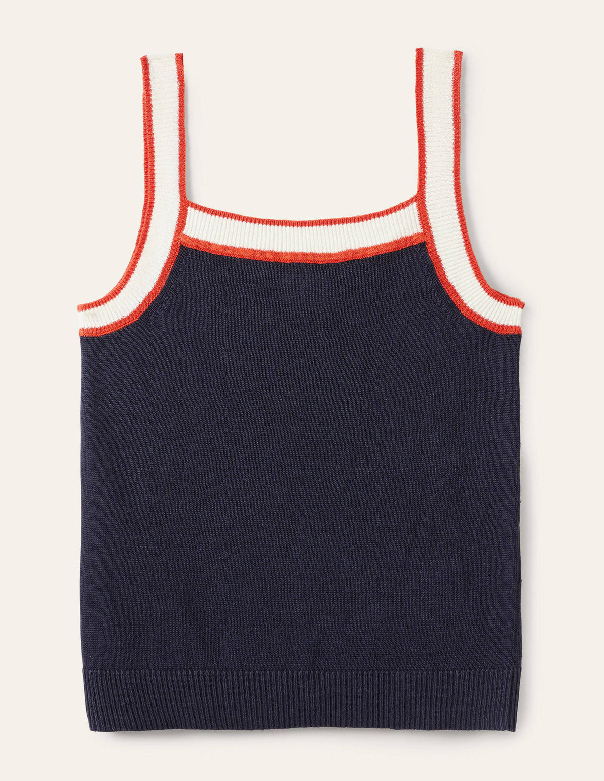 Square Neck Linen Tank-Navy - Image 5