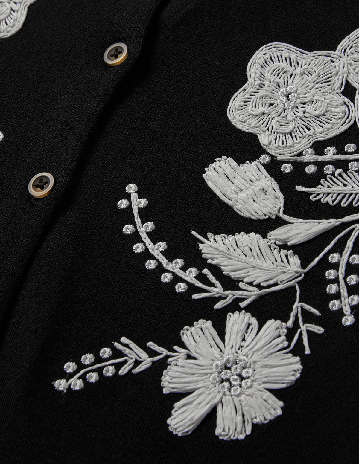 Embroidered Blouson Cardigan-Black-6