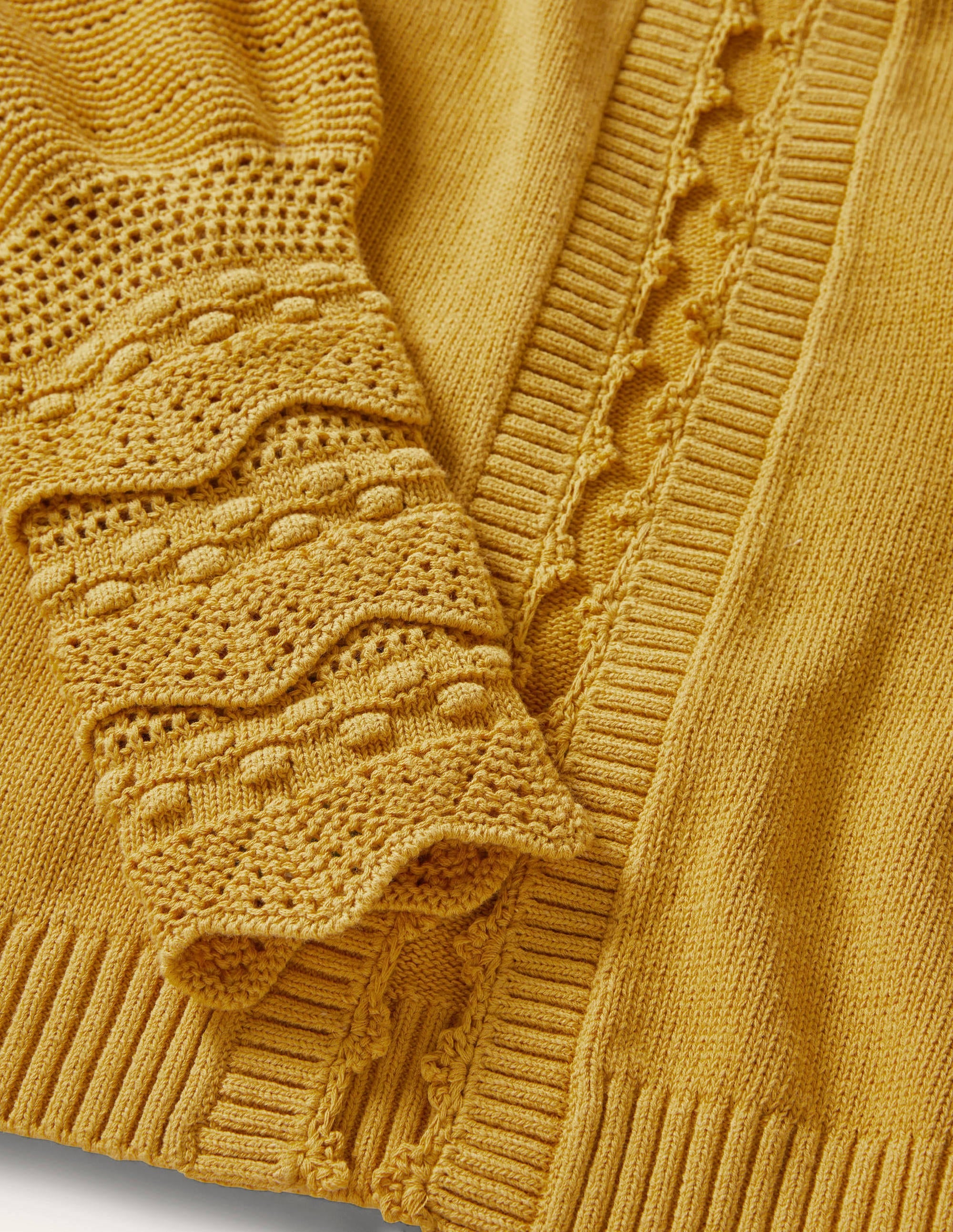 Sleeve Detail Knitted Cardigan-Butter - Image 6