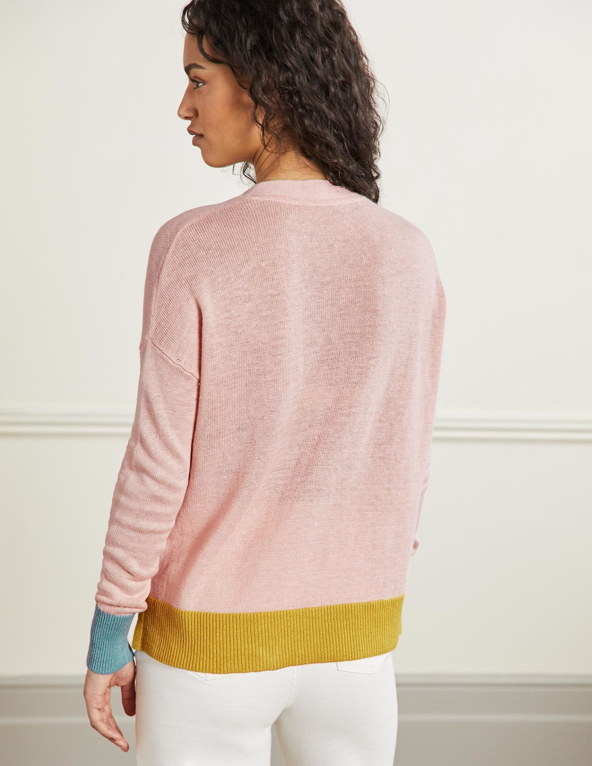 Colourblock Linen Cardigan-Milkshake Colourblock-3