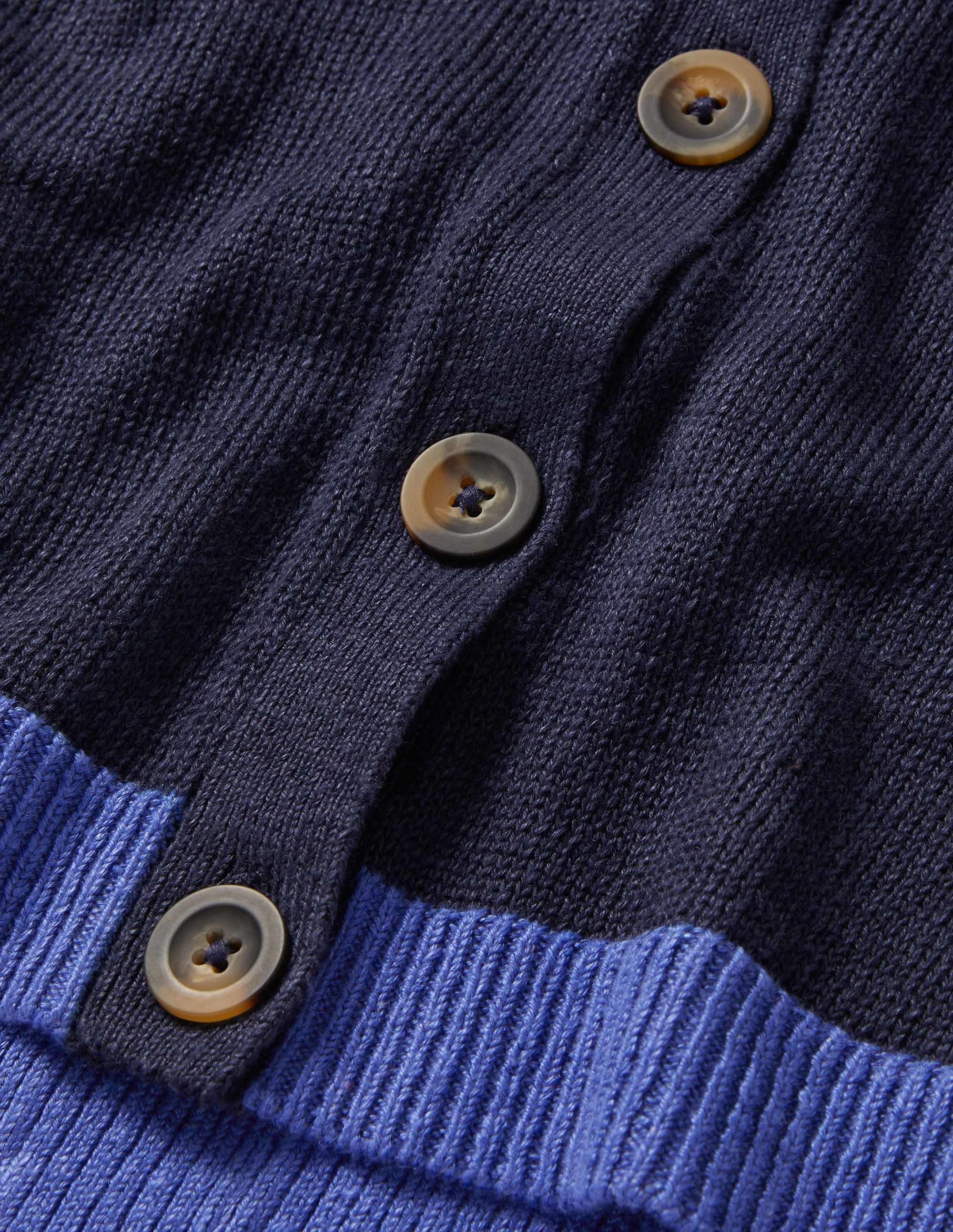 Colourblock Linen Cardigan-Navy Colourblock - Image 5